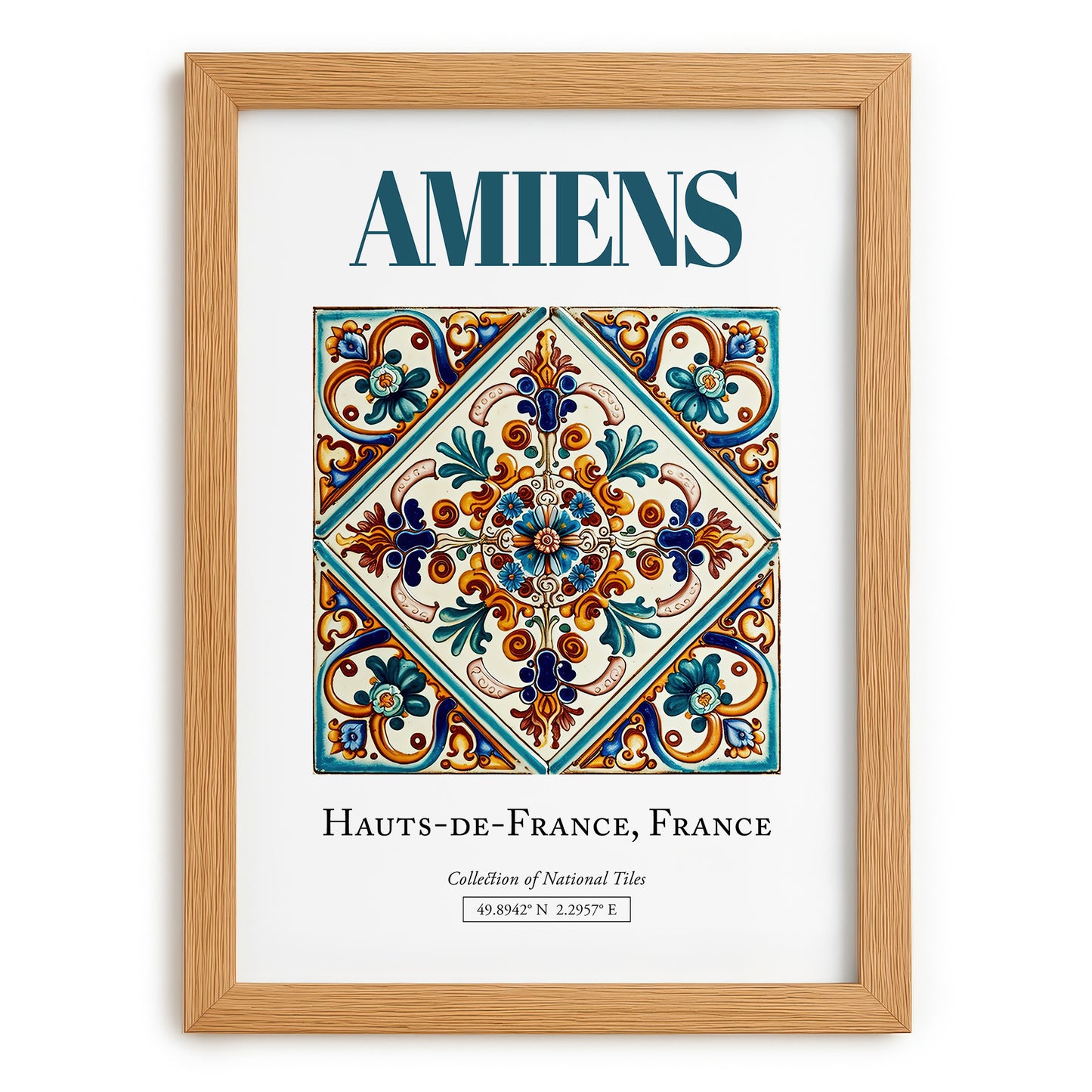 Amiens, France – Travel Print, set in oak frame