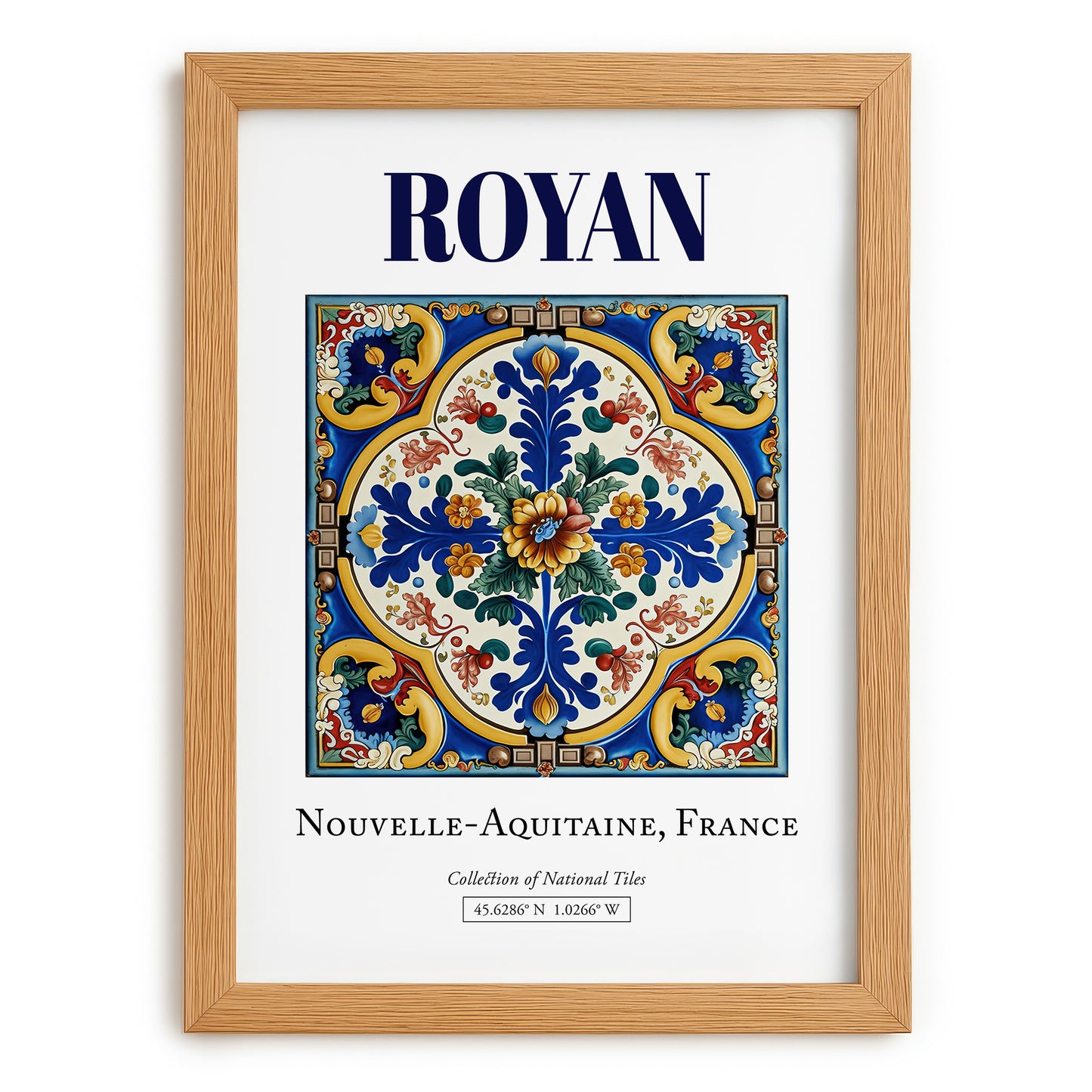 Royan, France – Travel Poster, set in oak frame