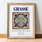Grasse, France – Tourist Destination Poster, in wooden frame leaning on the floor