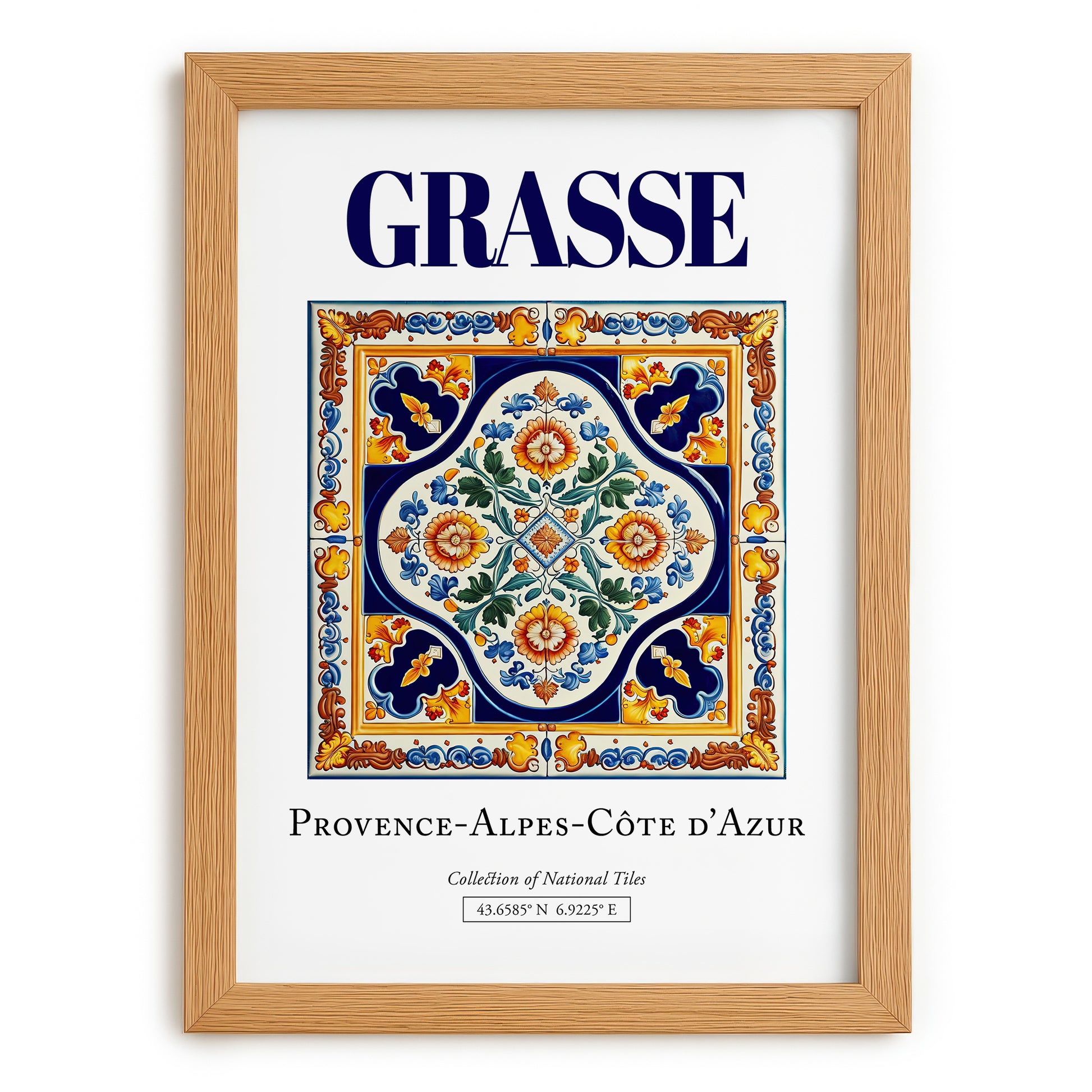 Grasse, France – Tourist Destination Poster, set in oak frame
