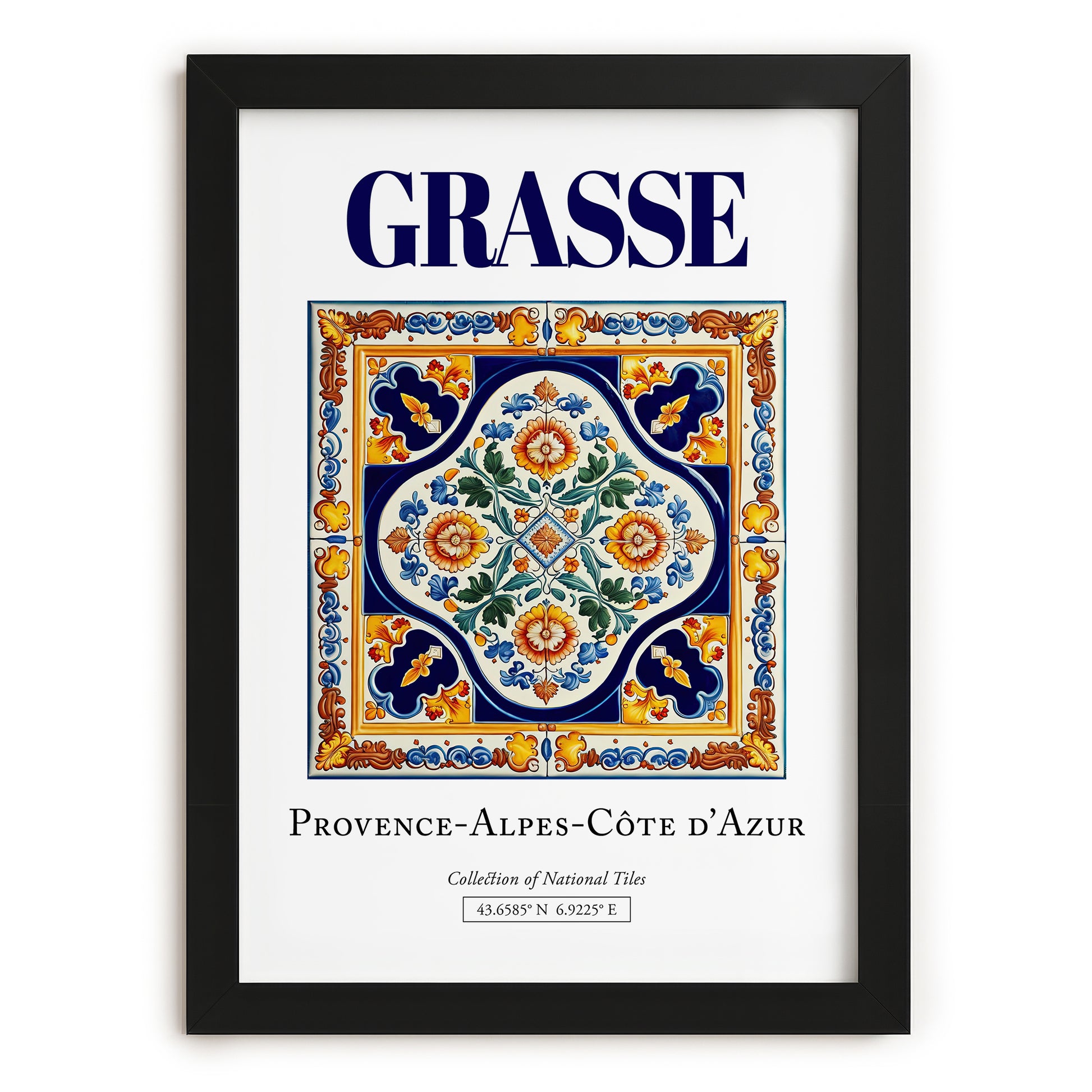 Grasse, France – Tourist Destination Poster, in sleek black frame