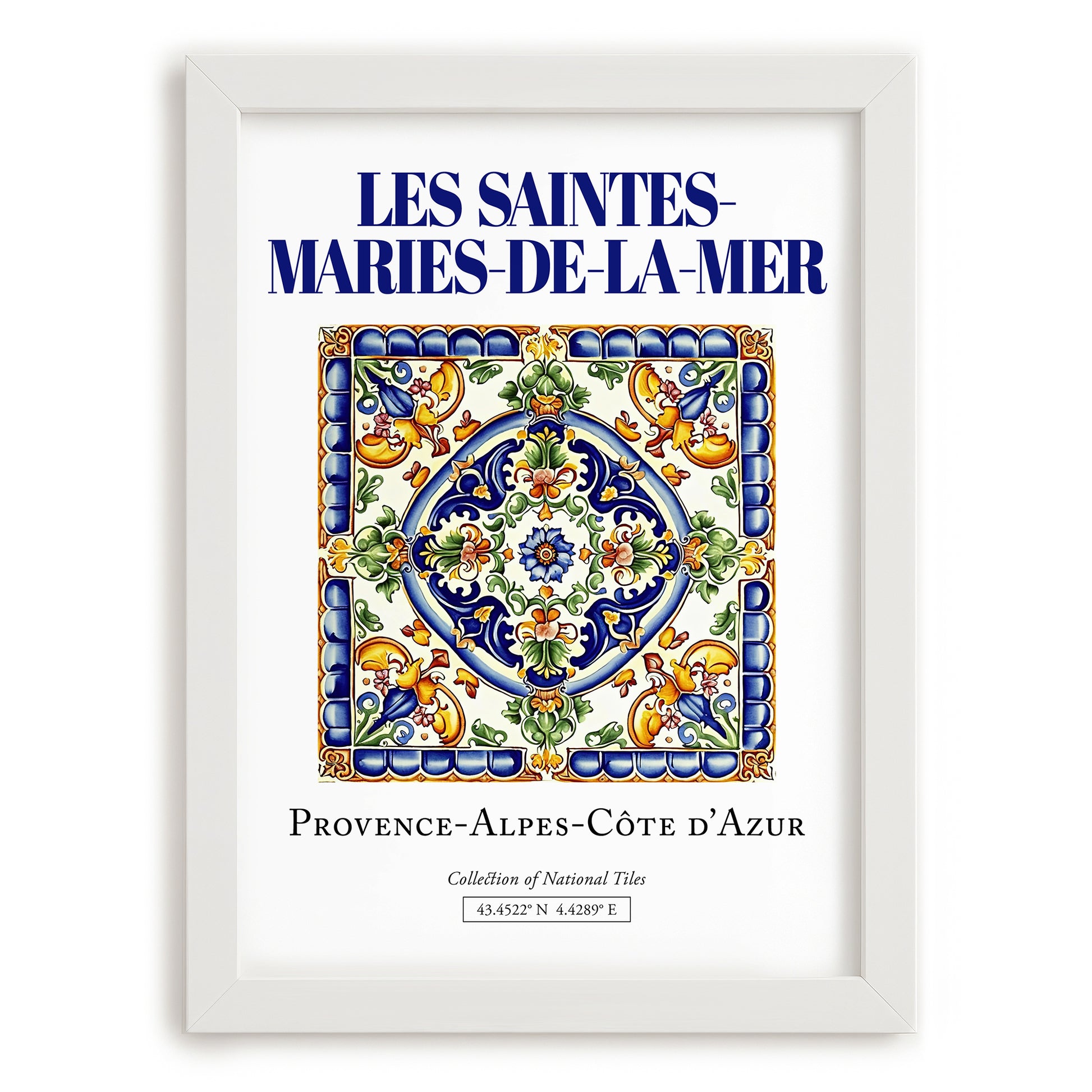 Les Saintes-Maries-de-la-Mer, France – Travel Wall Art, placed in minimal white frame