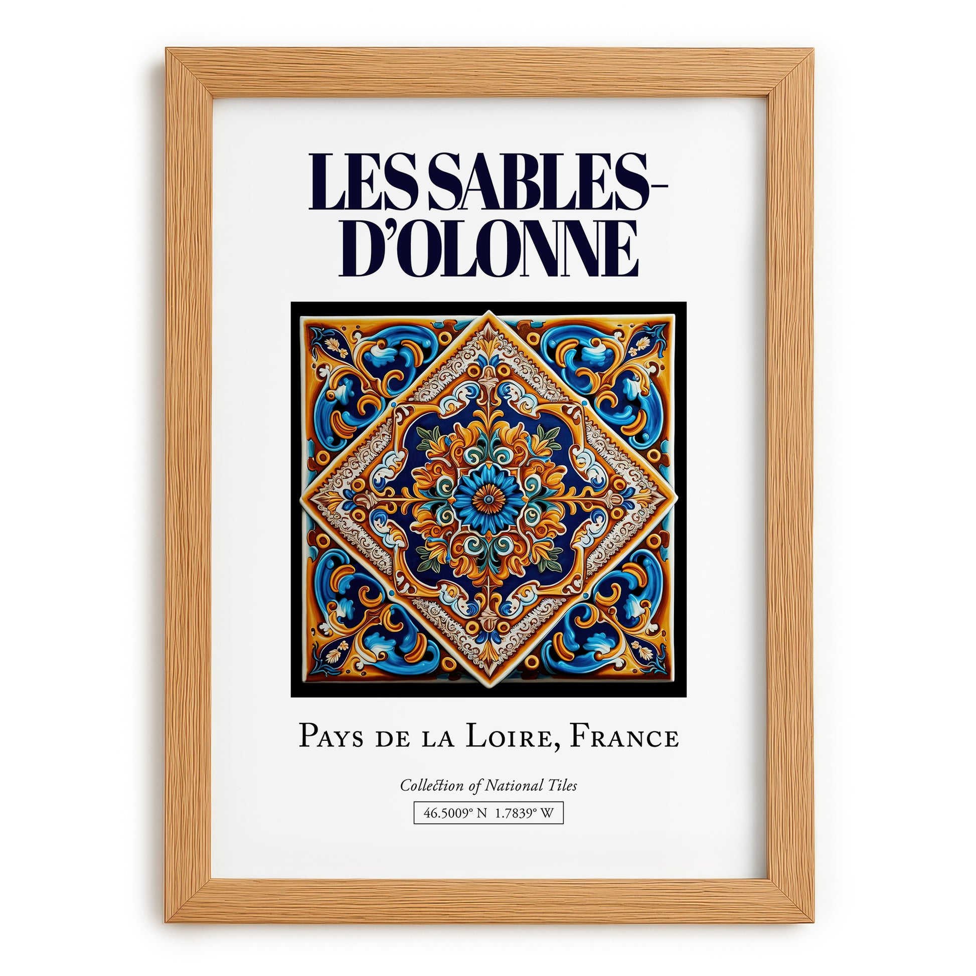 Les Sables-d'Olonne, France – Cultural Heritage Wall Art, set in oak frame