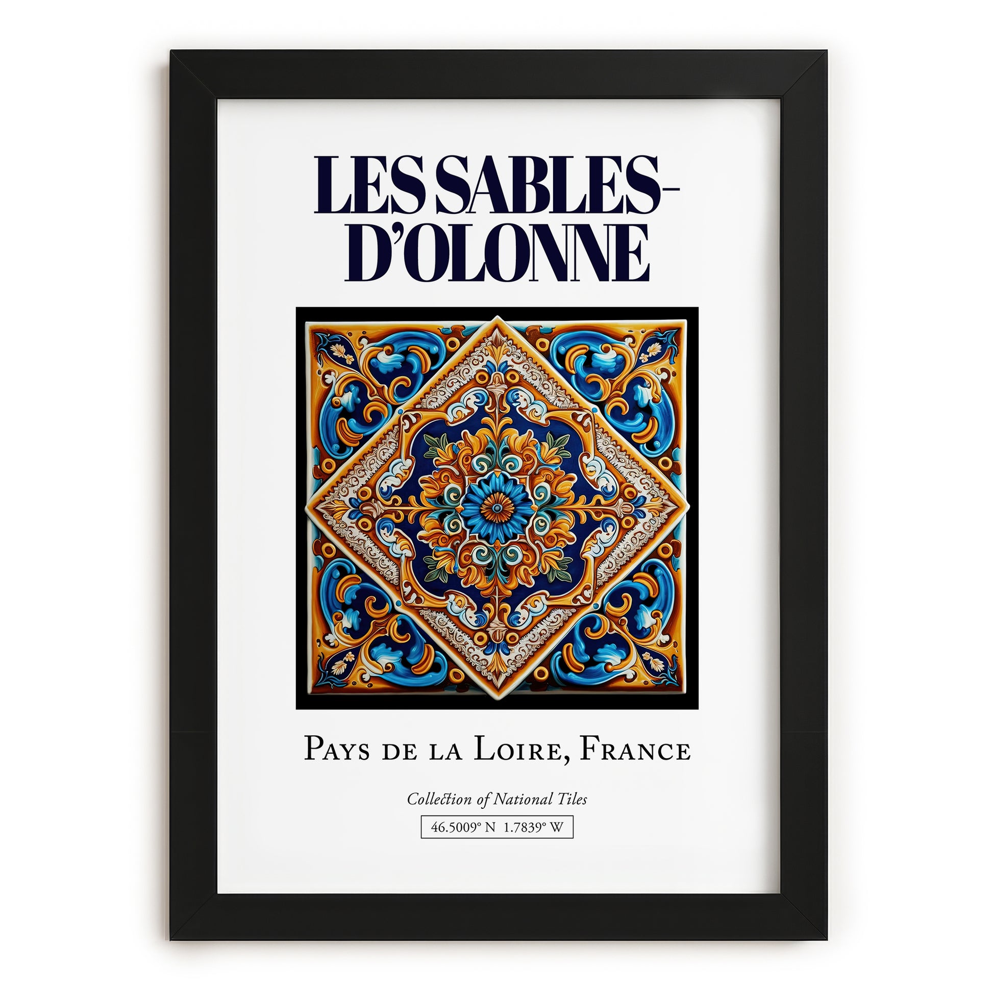 Les Sables-d'Olonne, France – Cultural Heritage Wall Art, in sleek black frame