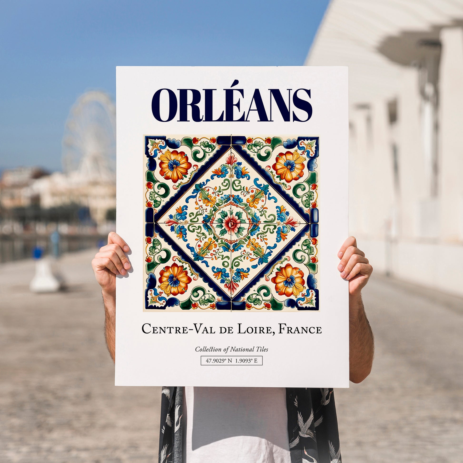 Orléans, France – Travel Print, no-text version framed in wood