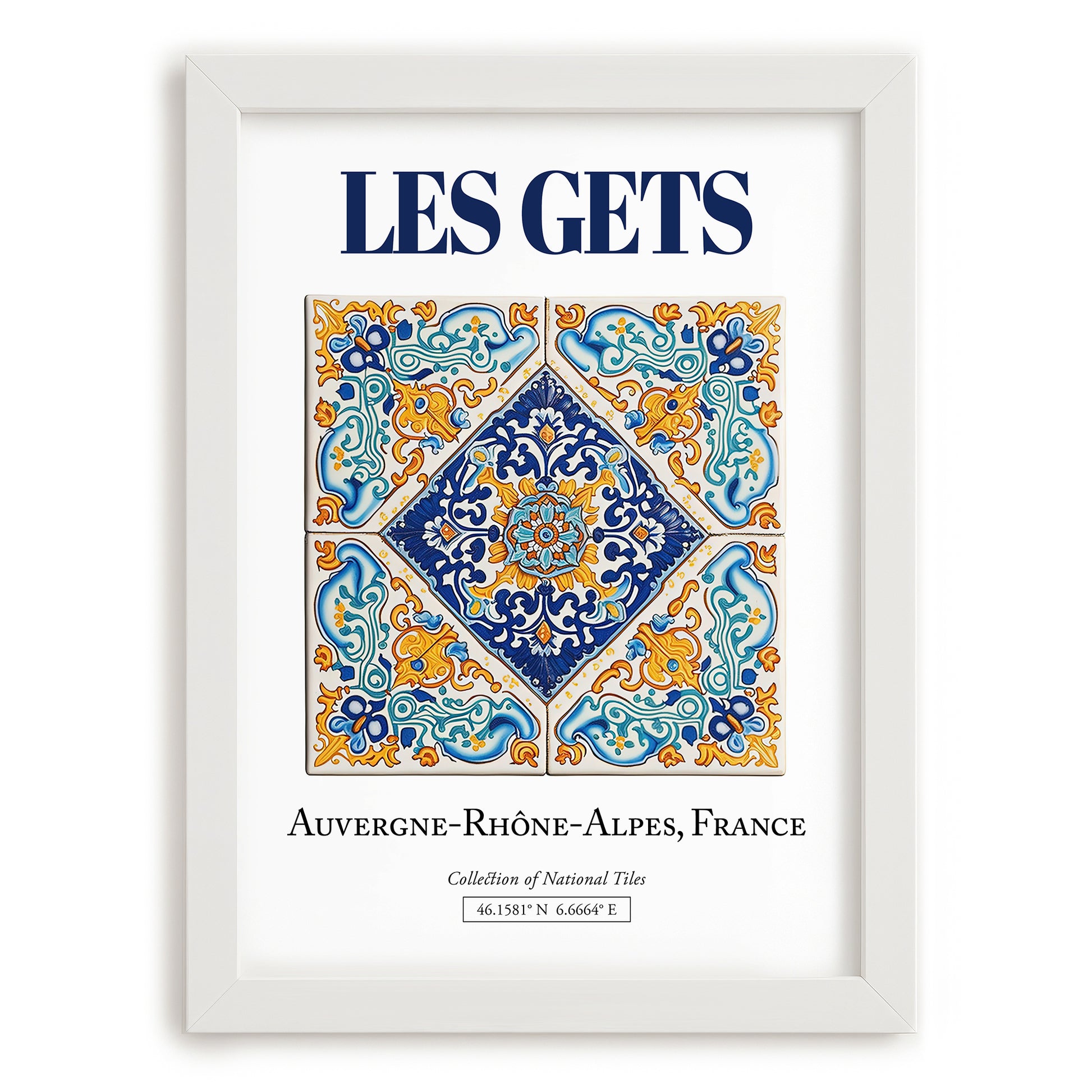 Les Gets, France – Travel Poster, placed in minimal white frame