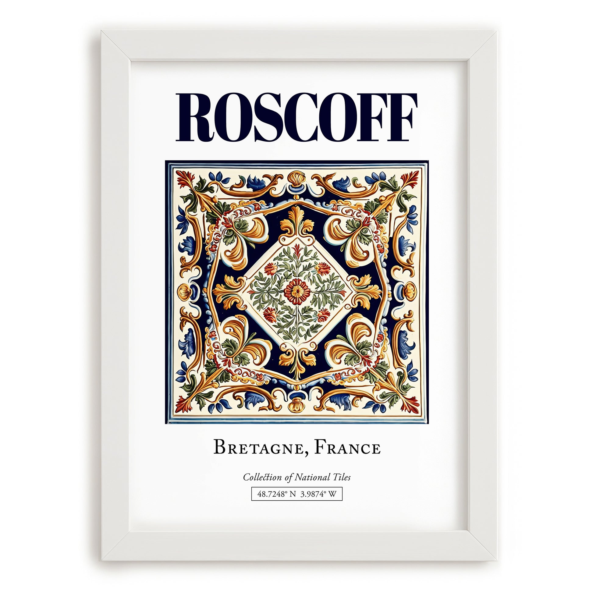 Roscoff, France – Travel Print, placed in minimal white frame