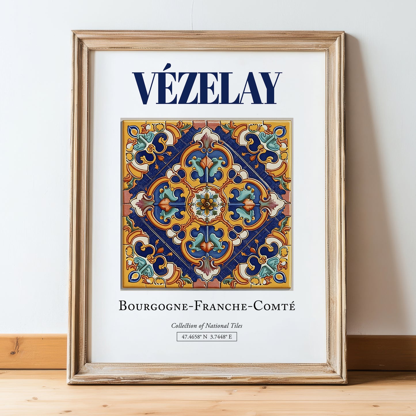 Vézelay, France – Travel Wall Art, in wooden frame leaning on the floor