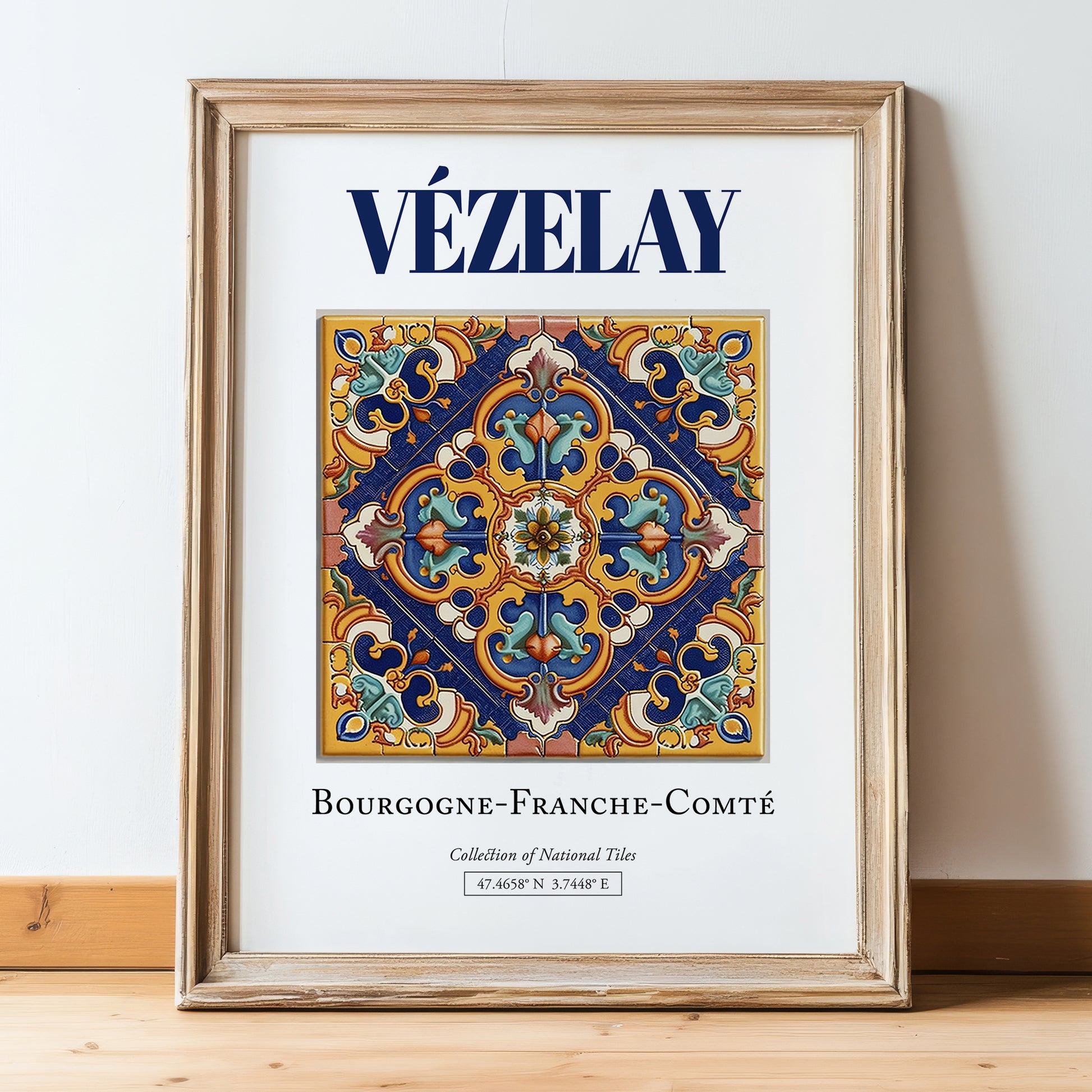 Vézelay, France – Travel Wall Art, in wooden frame leaning on the floor