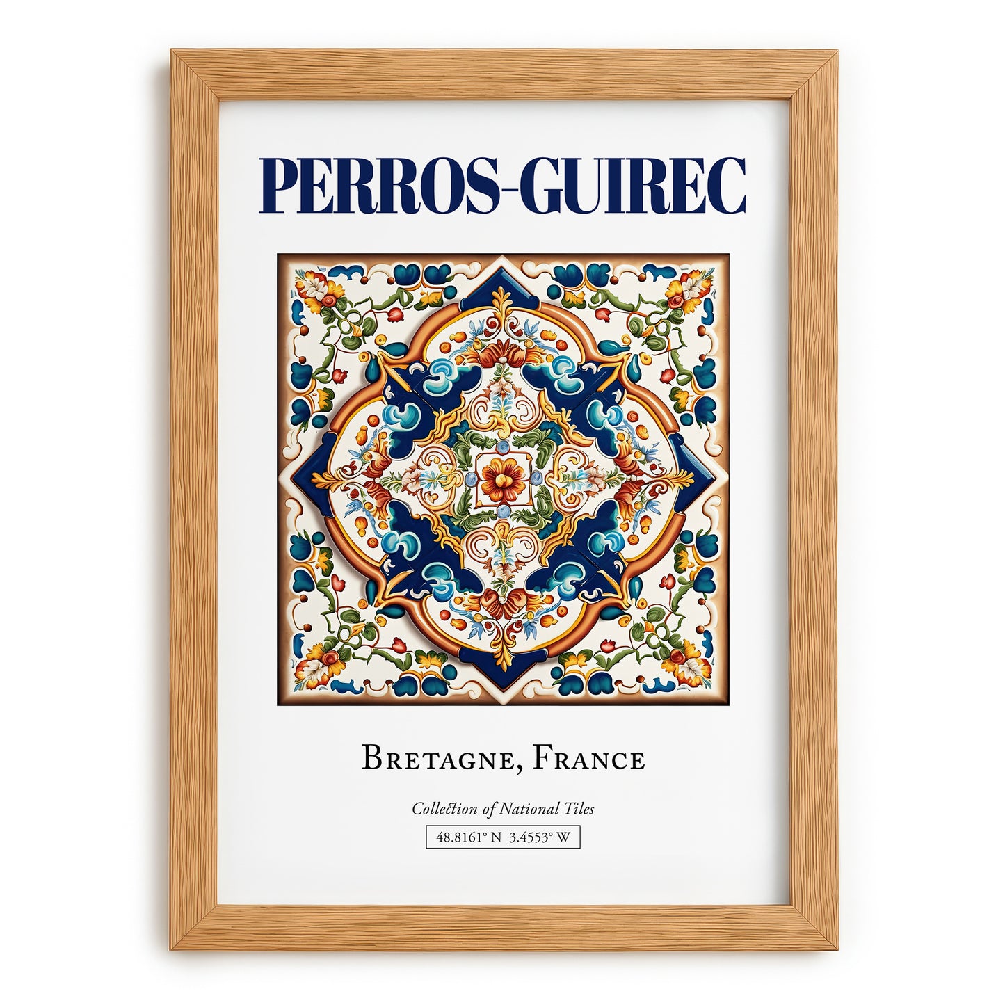 Perros-Guirec, France – Travel Poster, set in oak frame