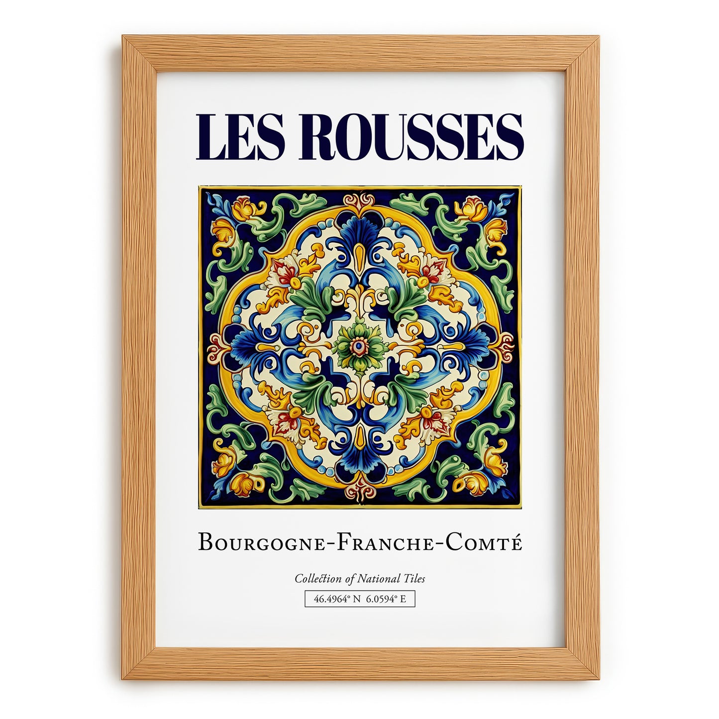 Les Rousses, France – World Heritage Travel Poster, set in oak frame