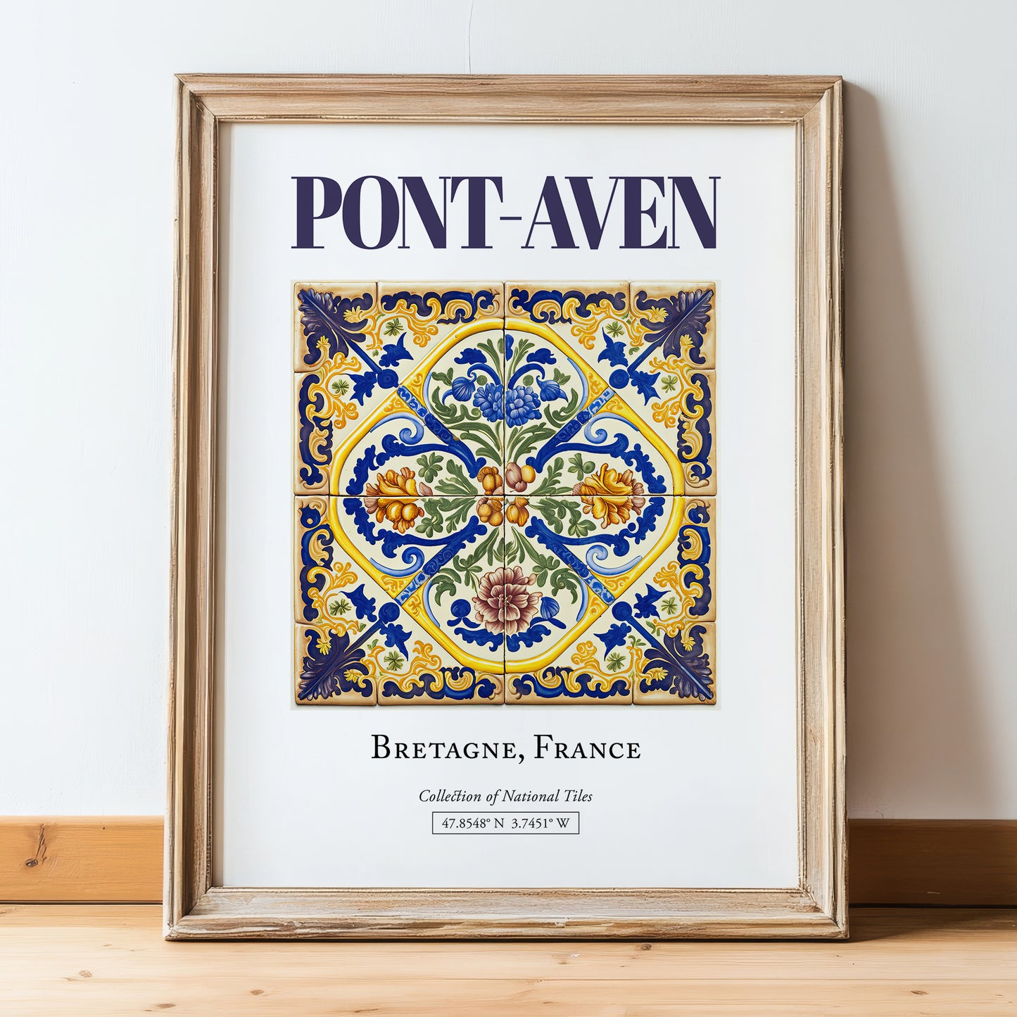Pont-Aven, France – Travel Wall Art, in wooden frame leaning on the floor