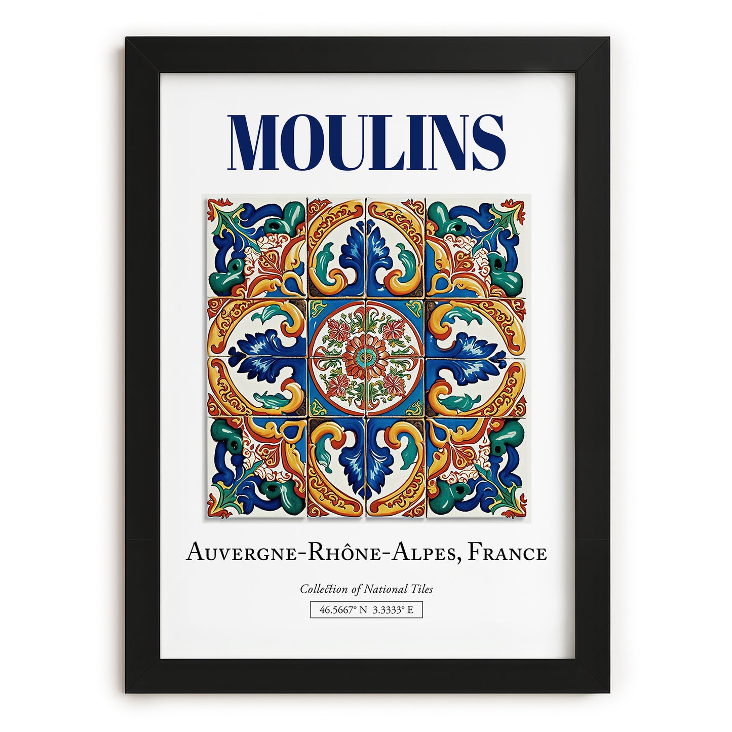 Moulins, France – Travel Poster, in sleek black frame