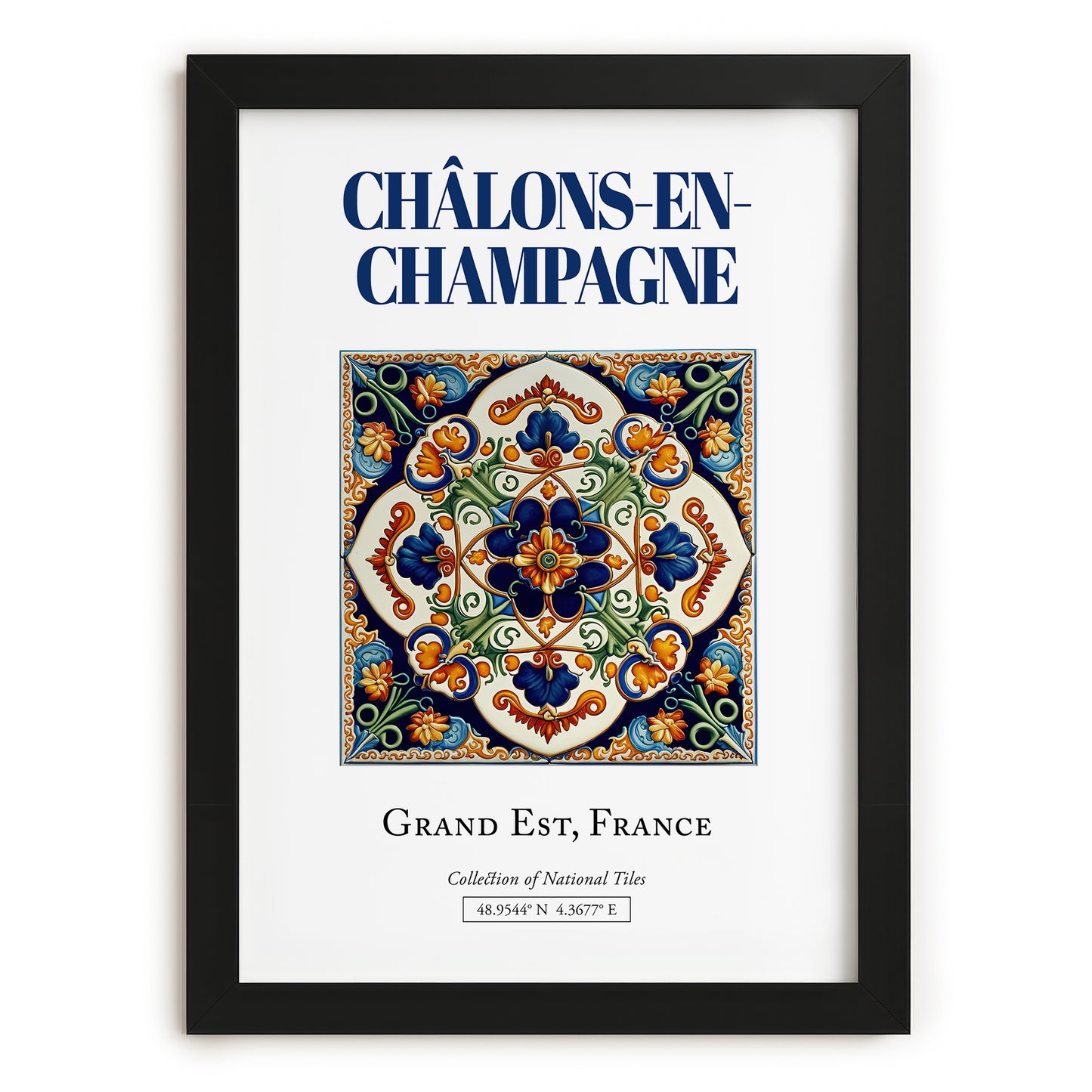 Châlons-en-Champagne, France – Travel Wall Art, in sleek black frame