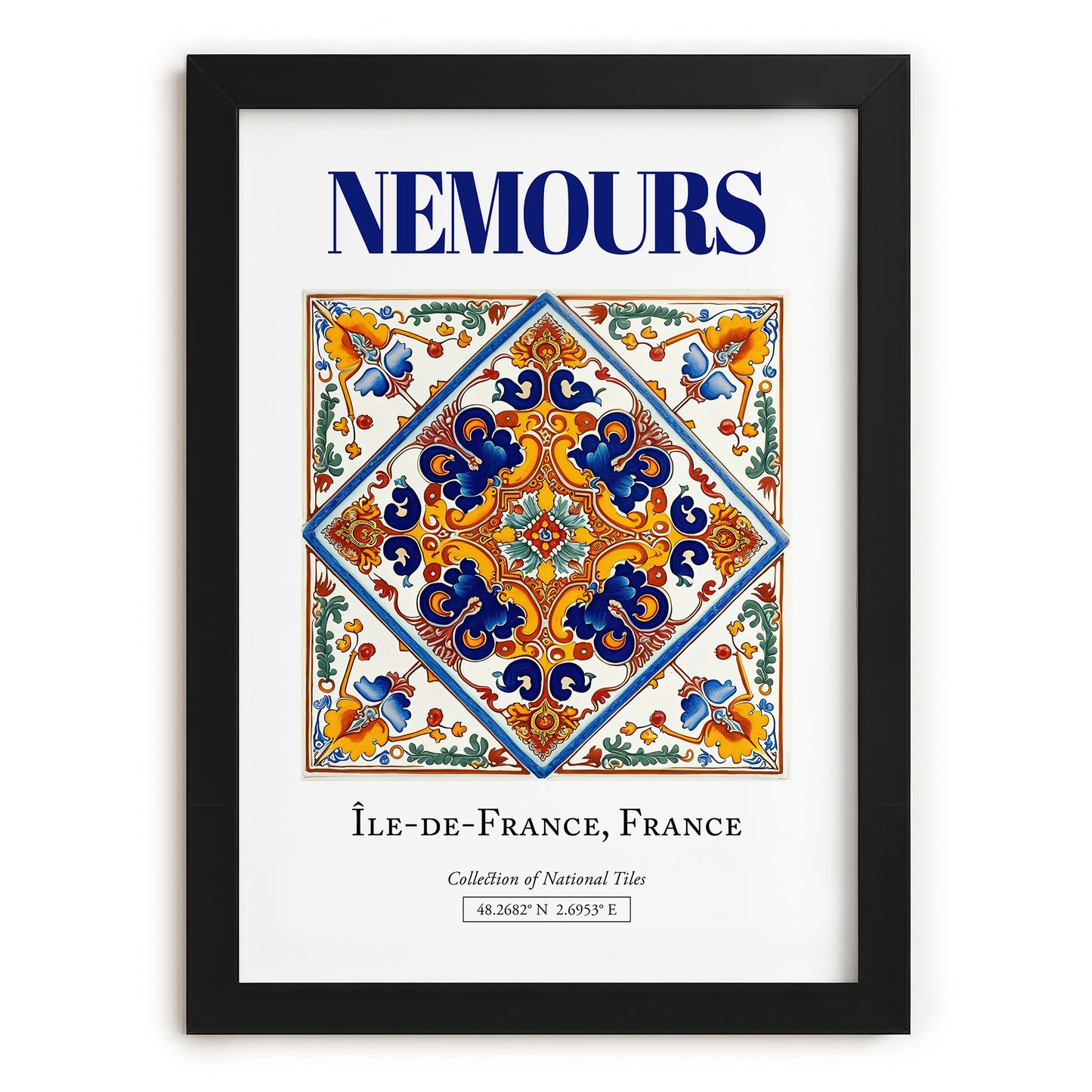Nemours, France – Historic Cities Art Print, in sleek black frame