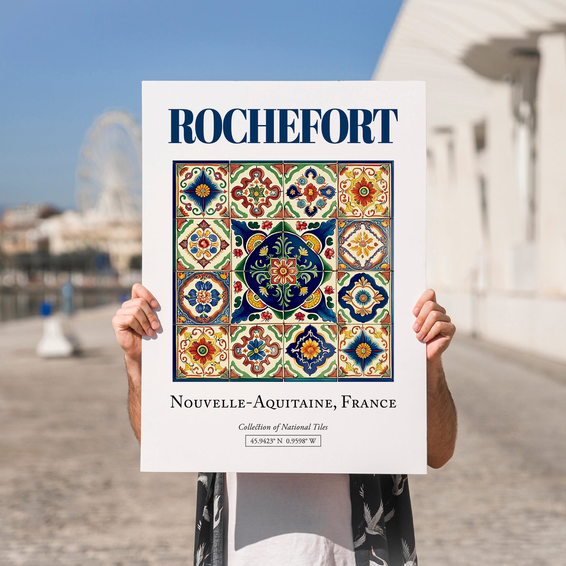Rochefort, France – Global Cities Wall Print, no-text version framed in wood