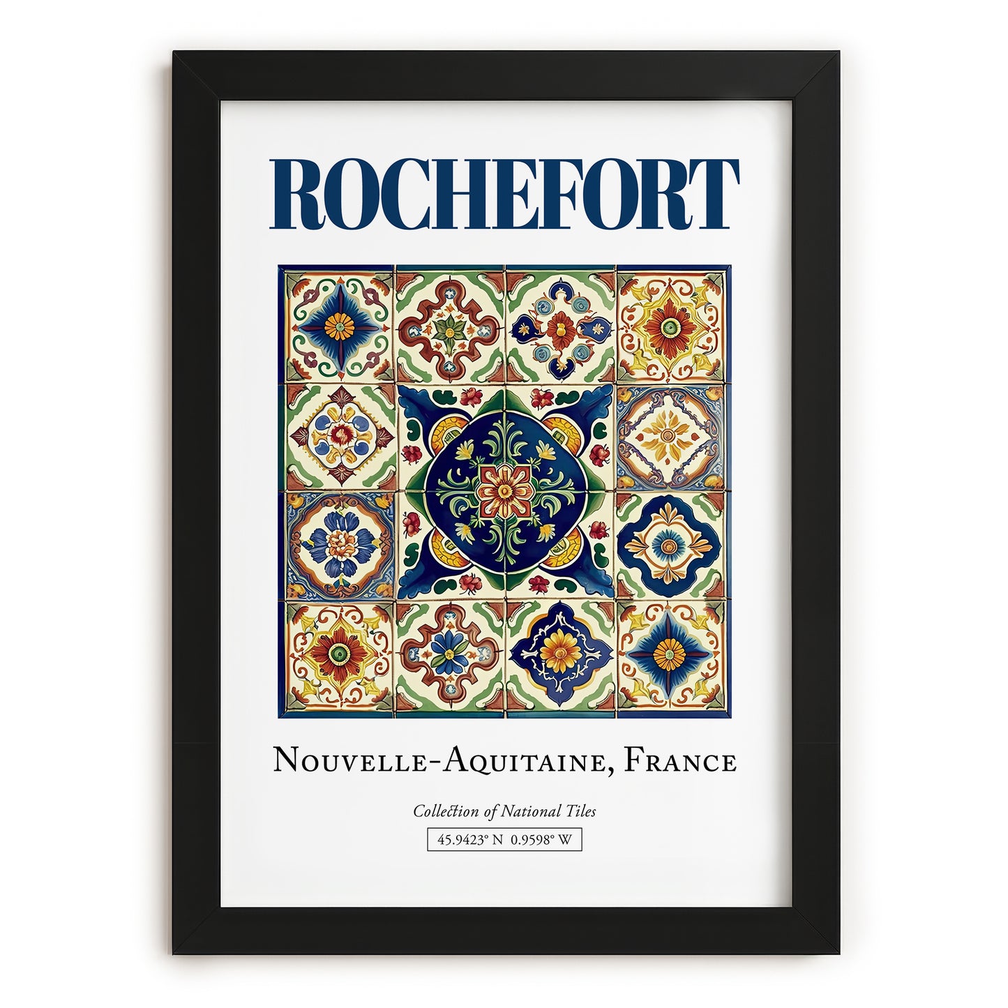 Rochefort, France – Global Cities Wall Print, in sleek black frame