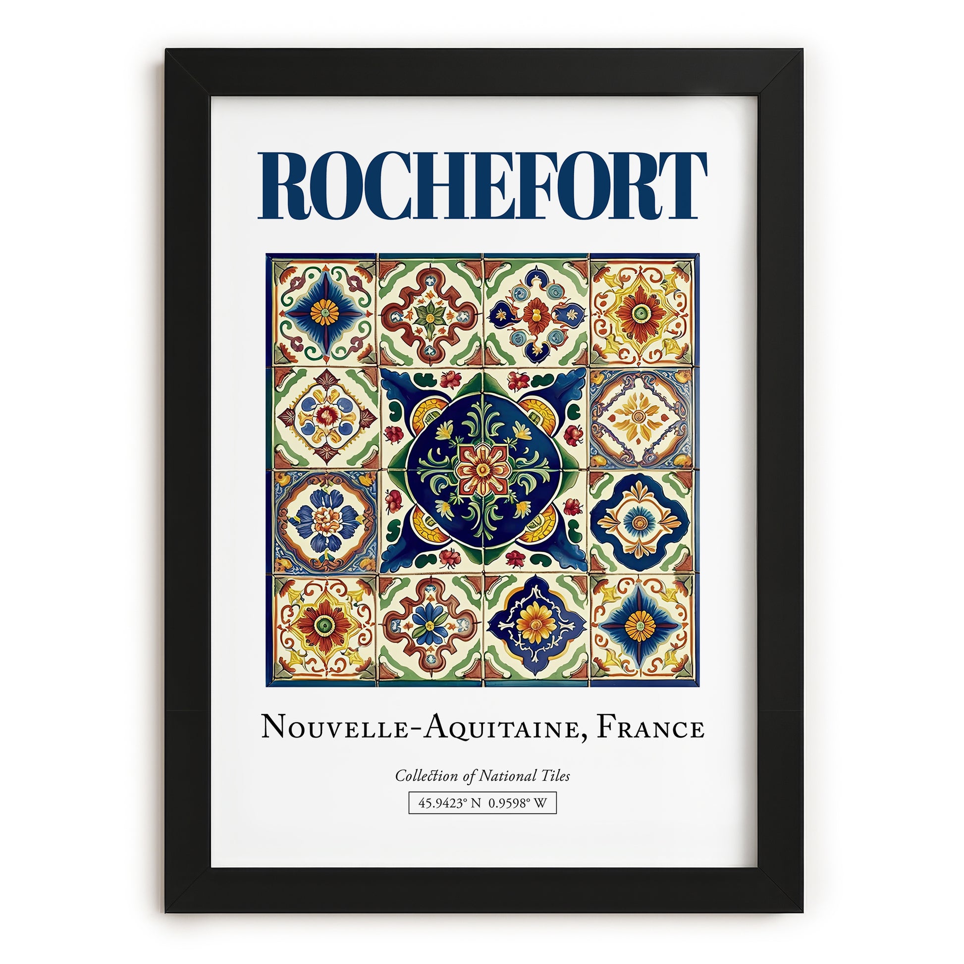 Rochefort, France – Global Cities Wall Print, in sleek black frame
