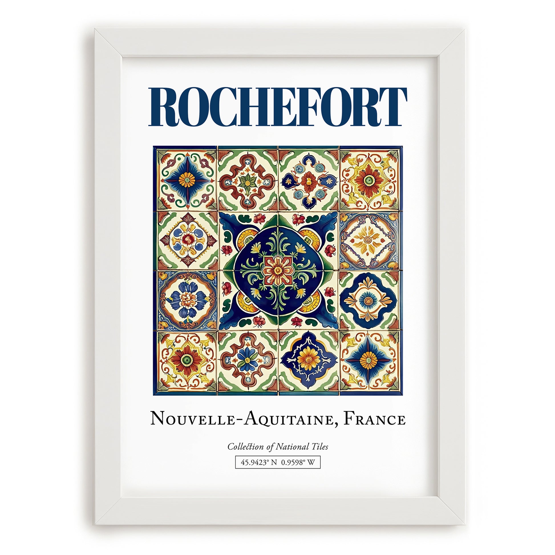 Rochefort, France – Global Cities Wall Print, placed in minimal white frame
