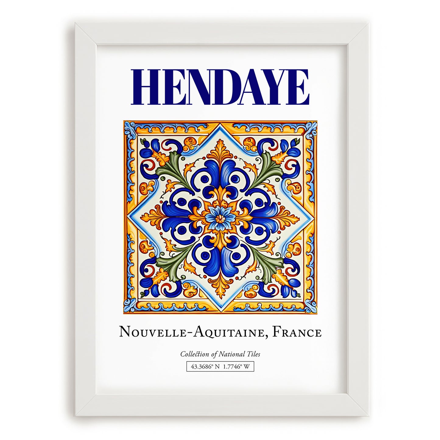 Hendaye, France – Country Culture Poster, placed in minimal white frame
