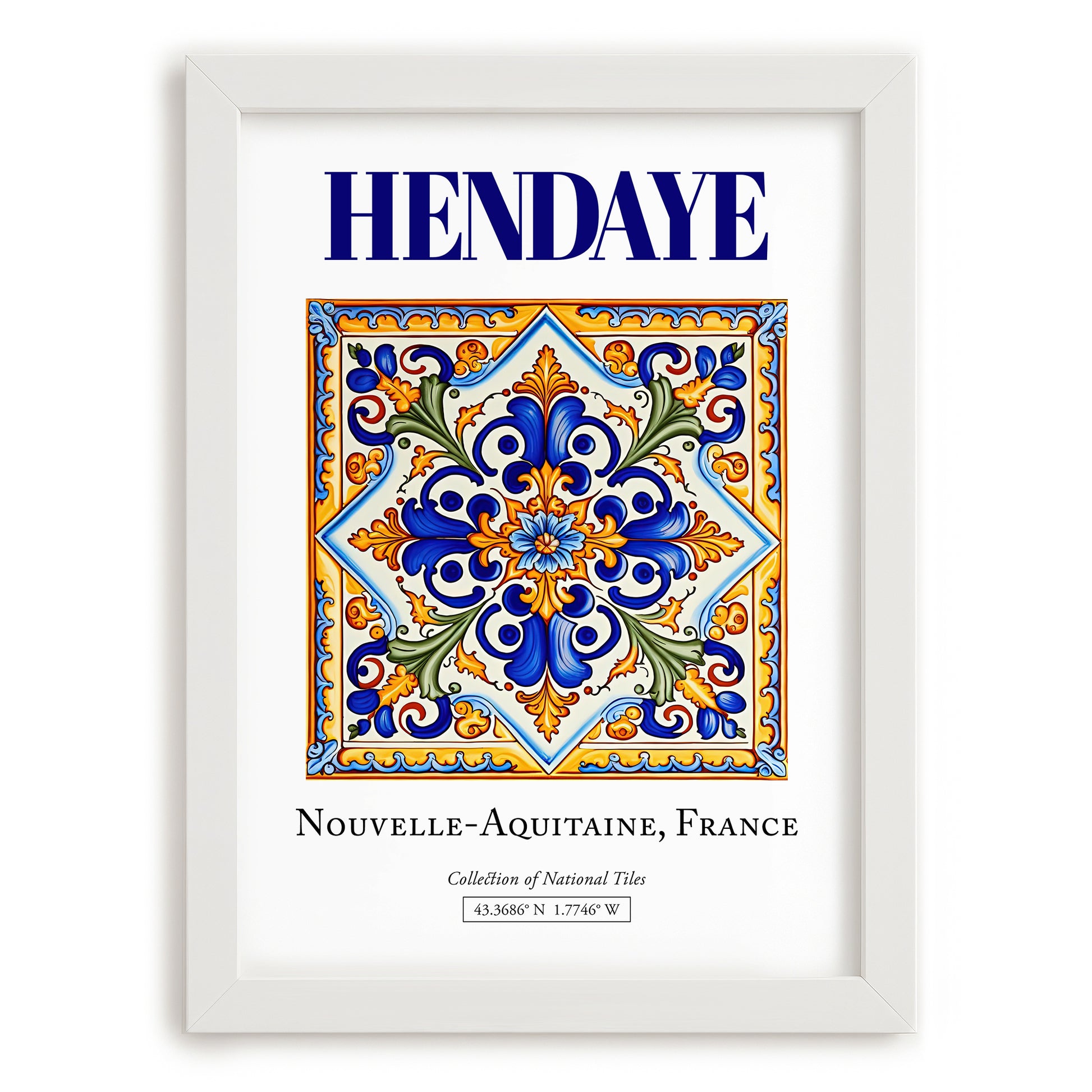 Hendaye, France – Country Culture Poster, placed in minimal white frame