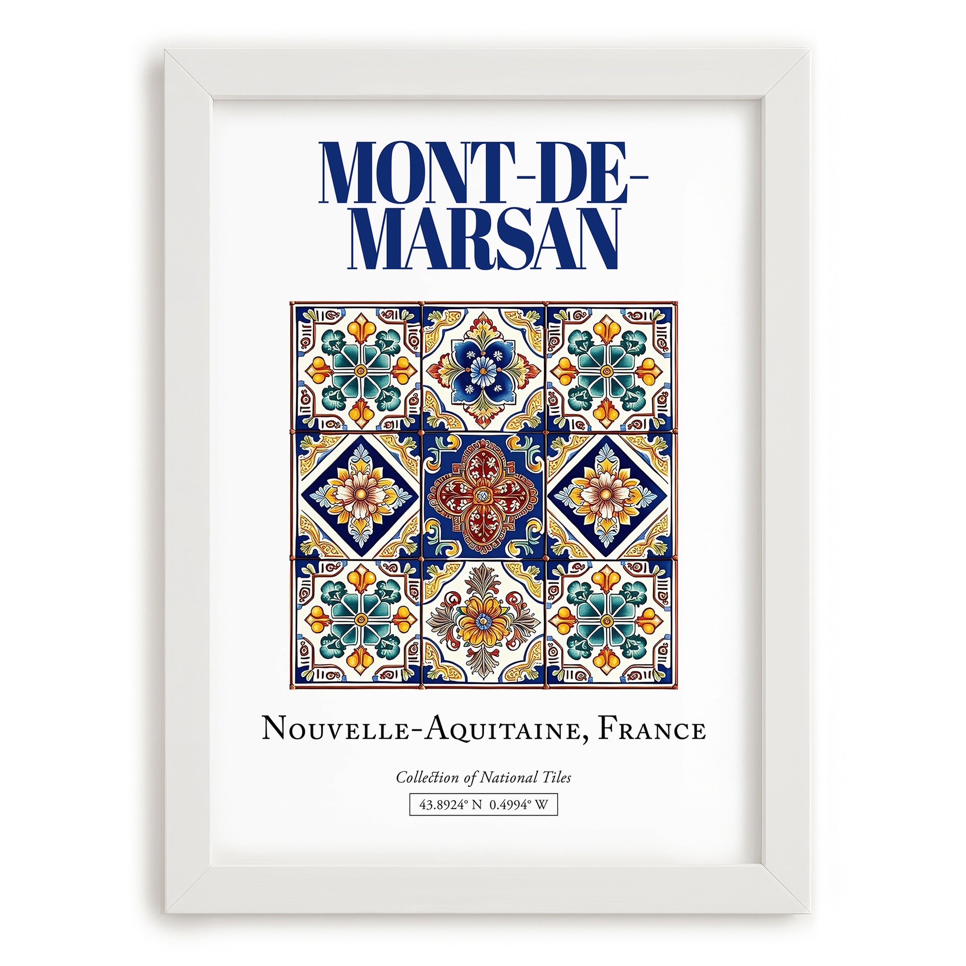Mont-de-Marsan, France – Travel Destination Art, placed in minimal white frame