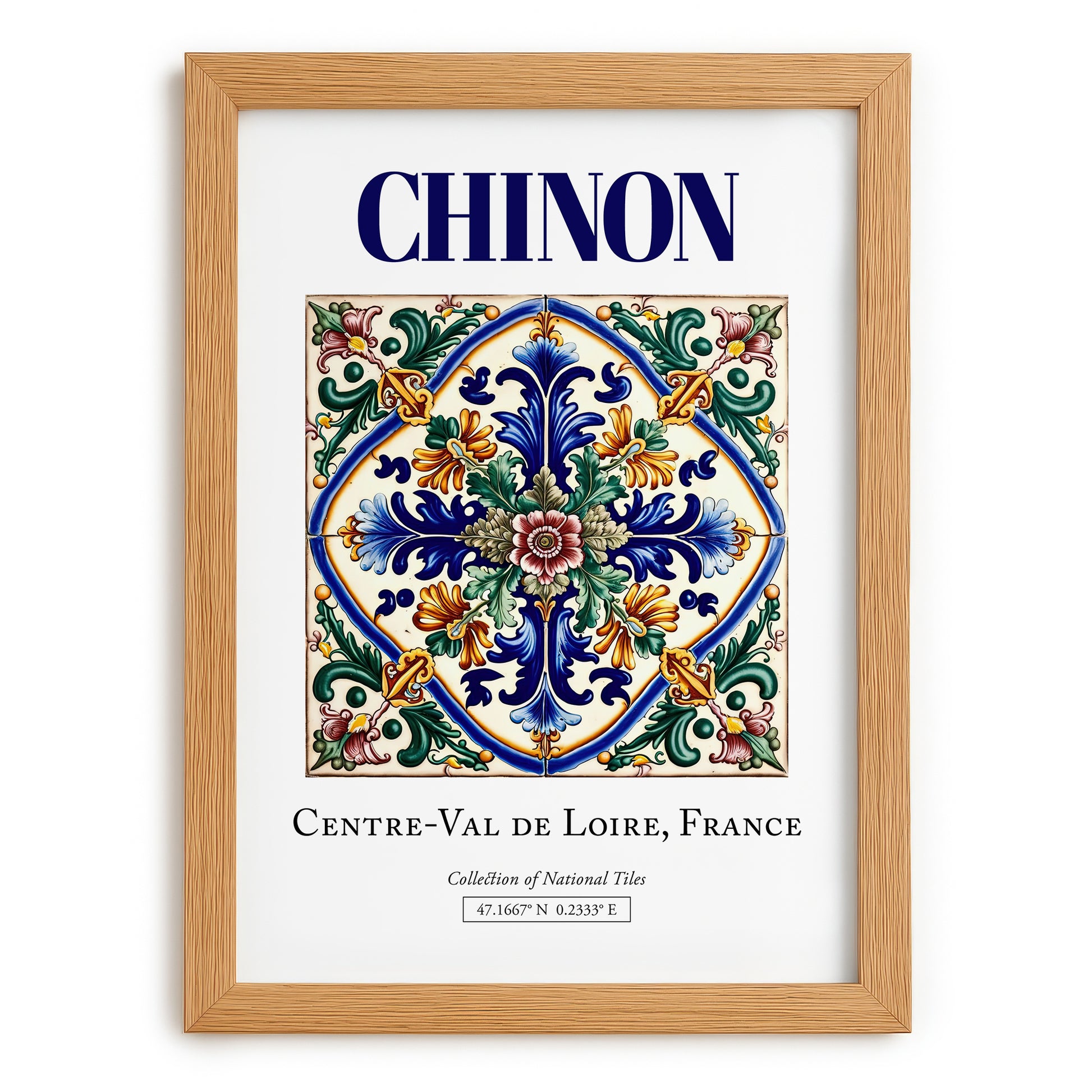 Chinon, France – Travel Poster, set in oak frame