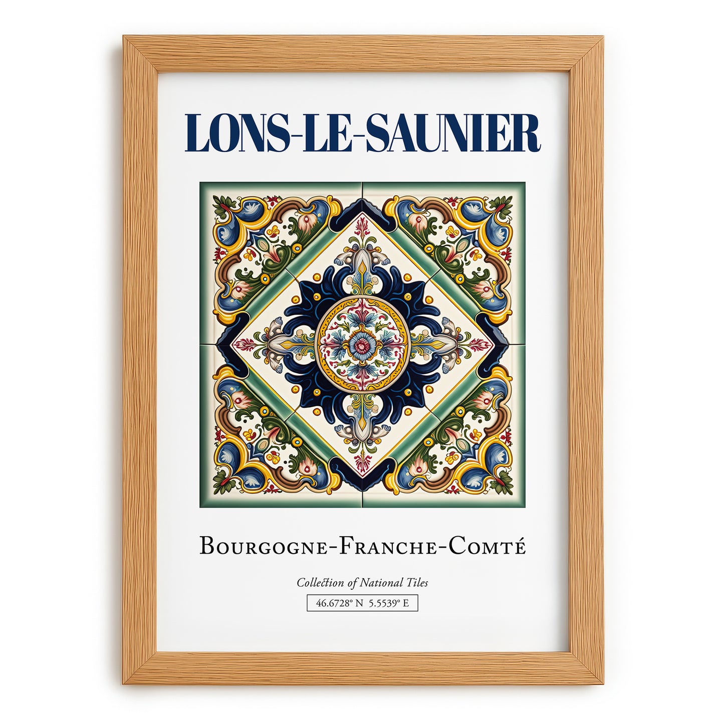 Lons-le-Saunier, France – Wanderlust-Inspired Poster, set in oak frame