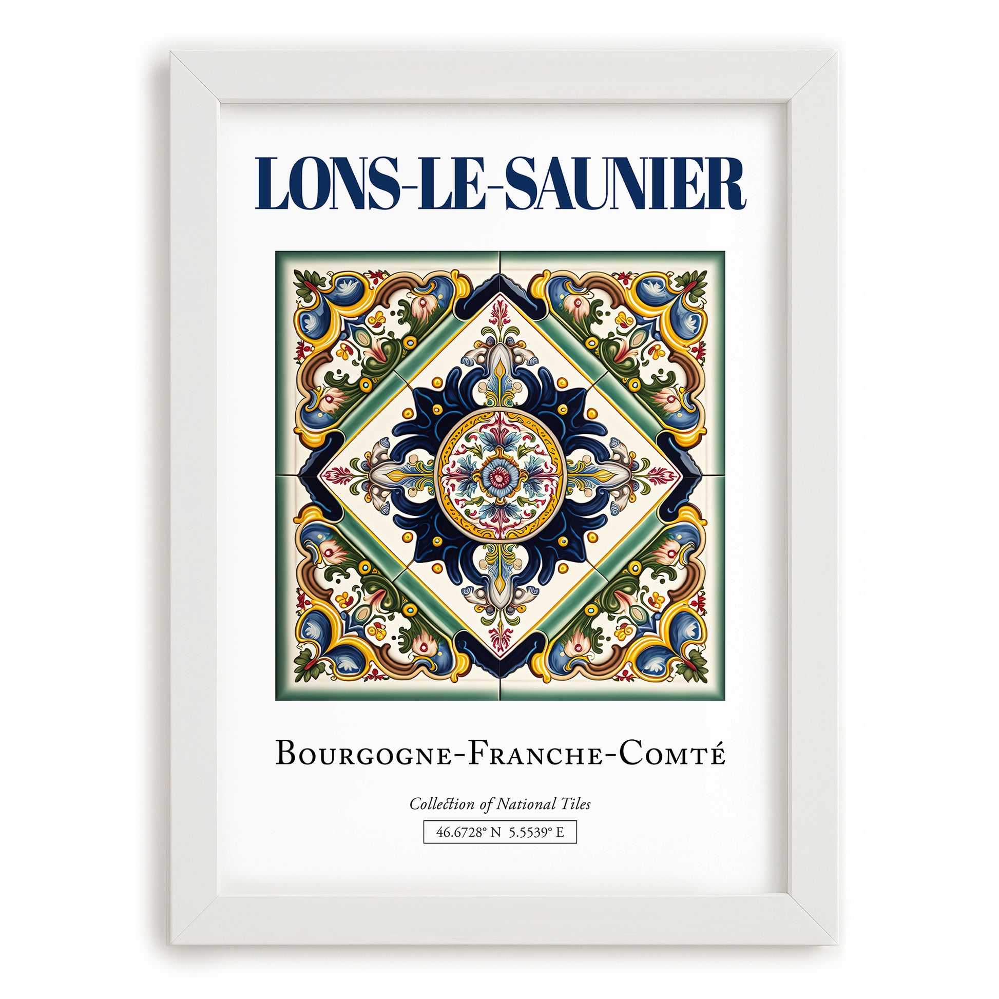 Lons-le-Saunier, France – Wanderlust-Inspired Poster, placed in minimal white frame