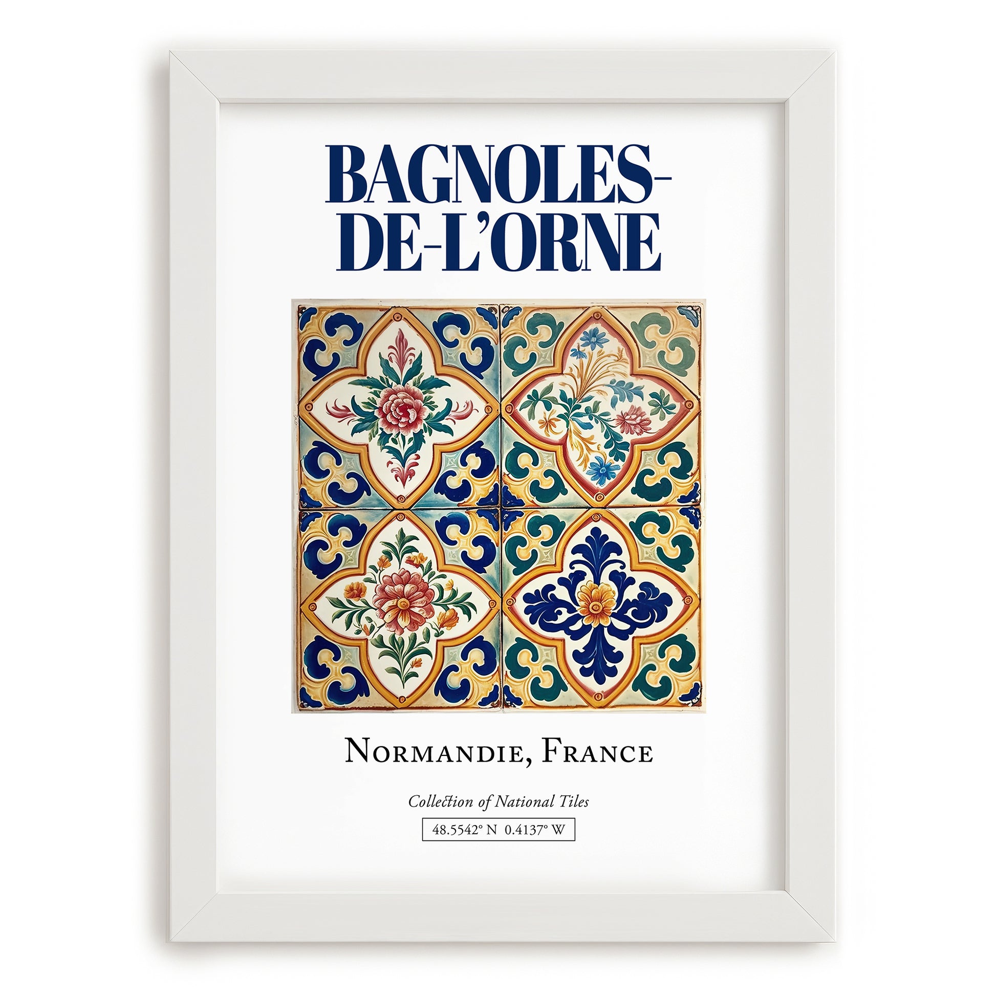 Bagnoles-de-l'Orne, France – Minimalist Travel Print, placed in minimal white frame