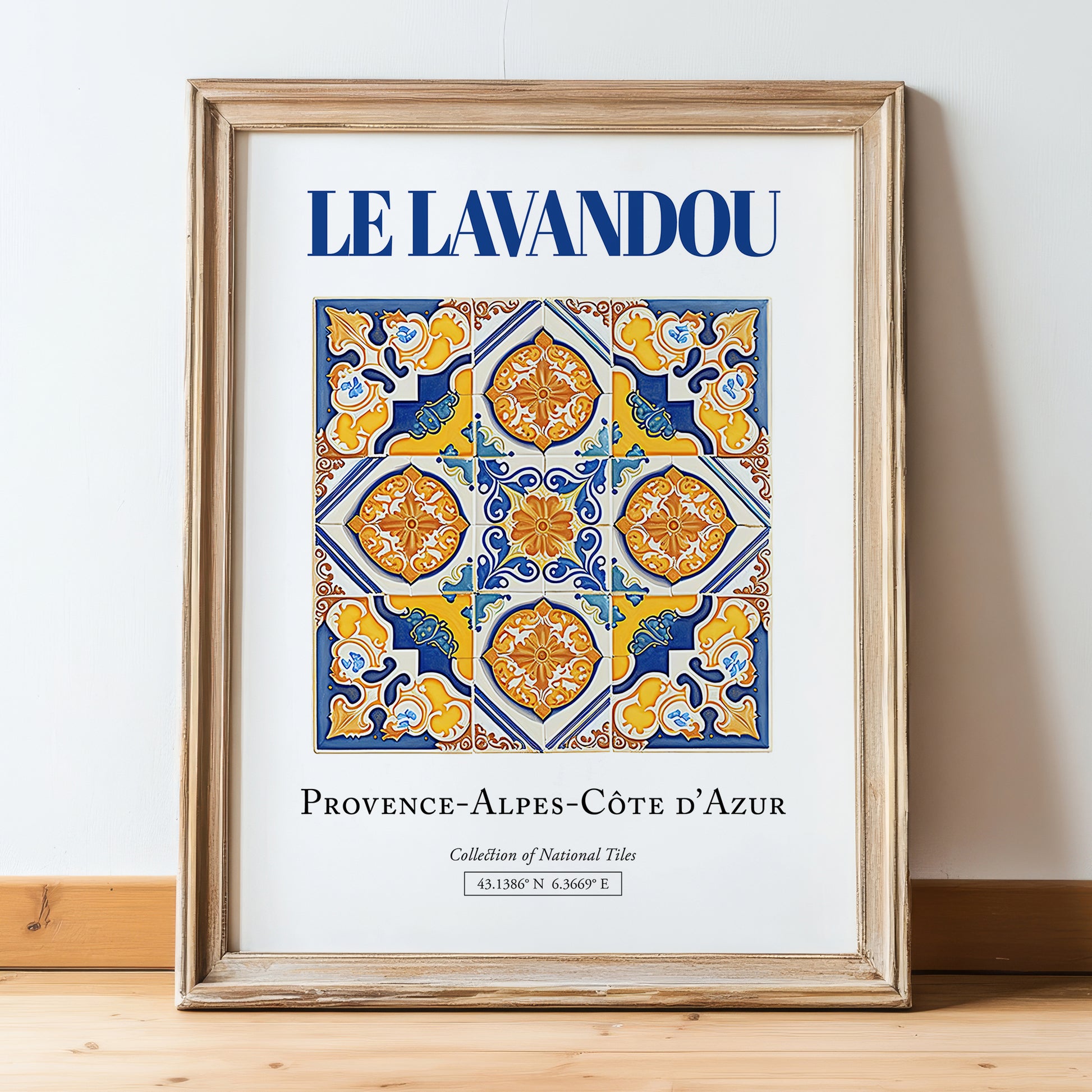 Le Lavandou, France – Travel Destination Art, in wooden frame leaning on the floor