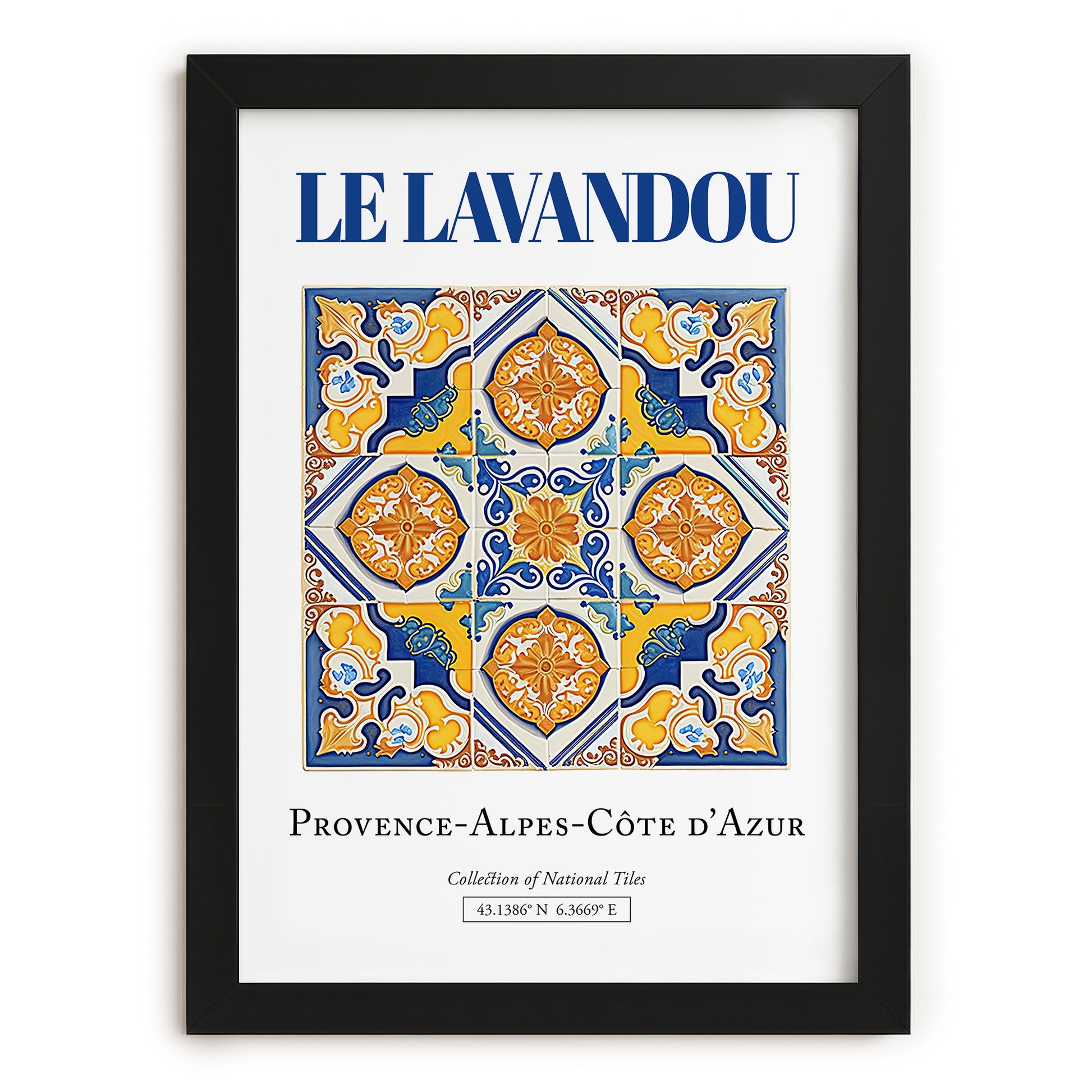 Le Lavandou, France – Travel Destination Art, in sleek black frame