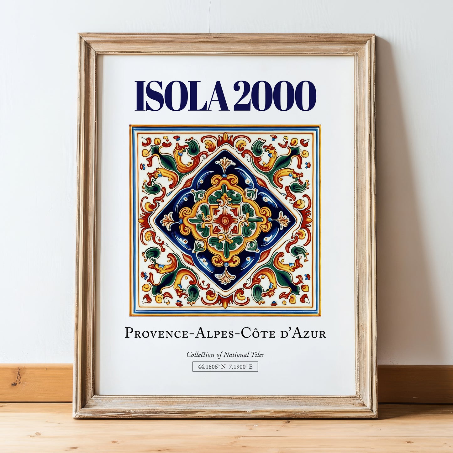 Isola 2000, France – Travel Wall Art, in wooden frame leaning on the floor