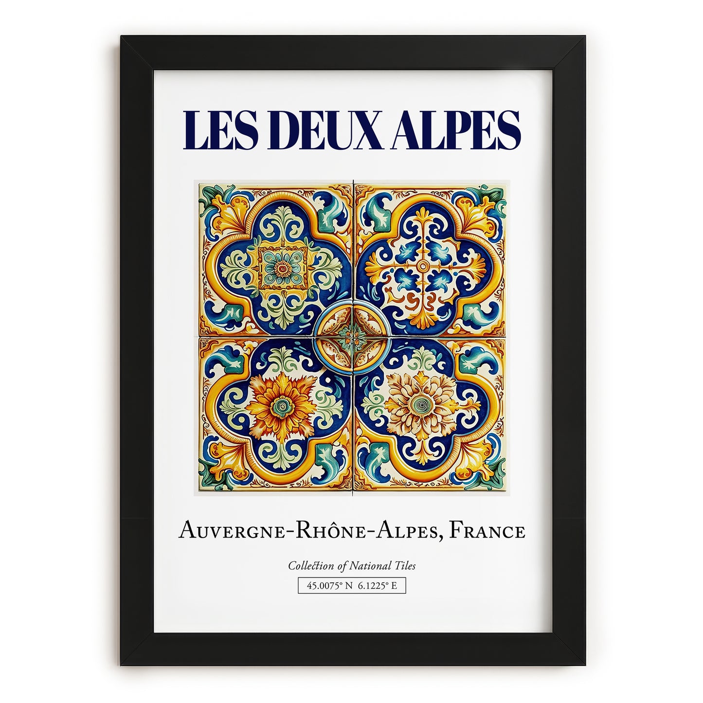 Les Deux Alpes, France – Global Cities Wall Print, in sleek black frame