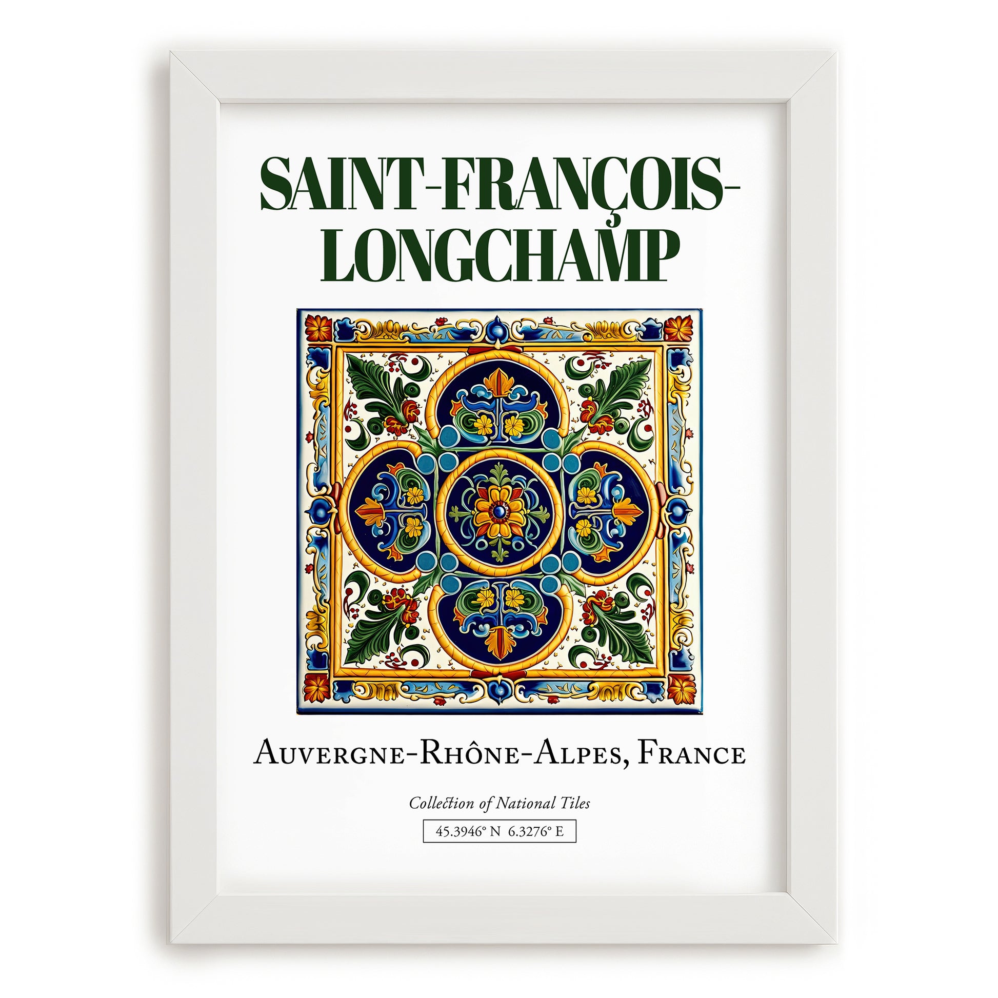 Saint-François-Longchamp, France – Travel Wall Art, placed in minimal white frame