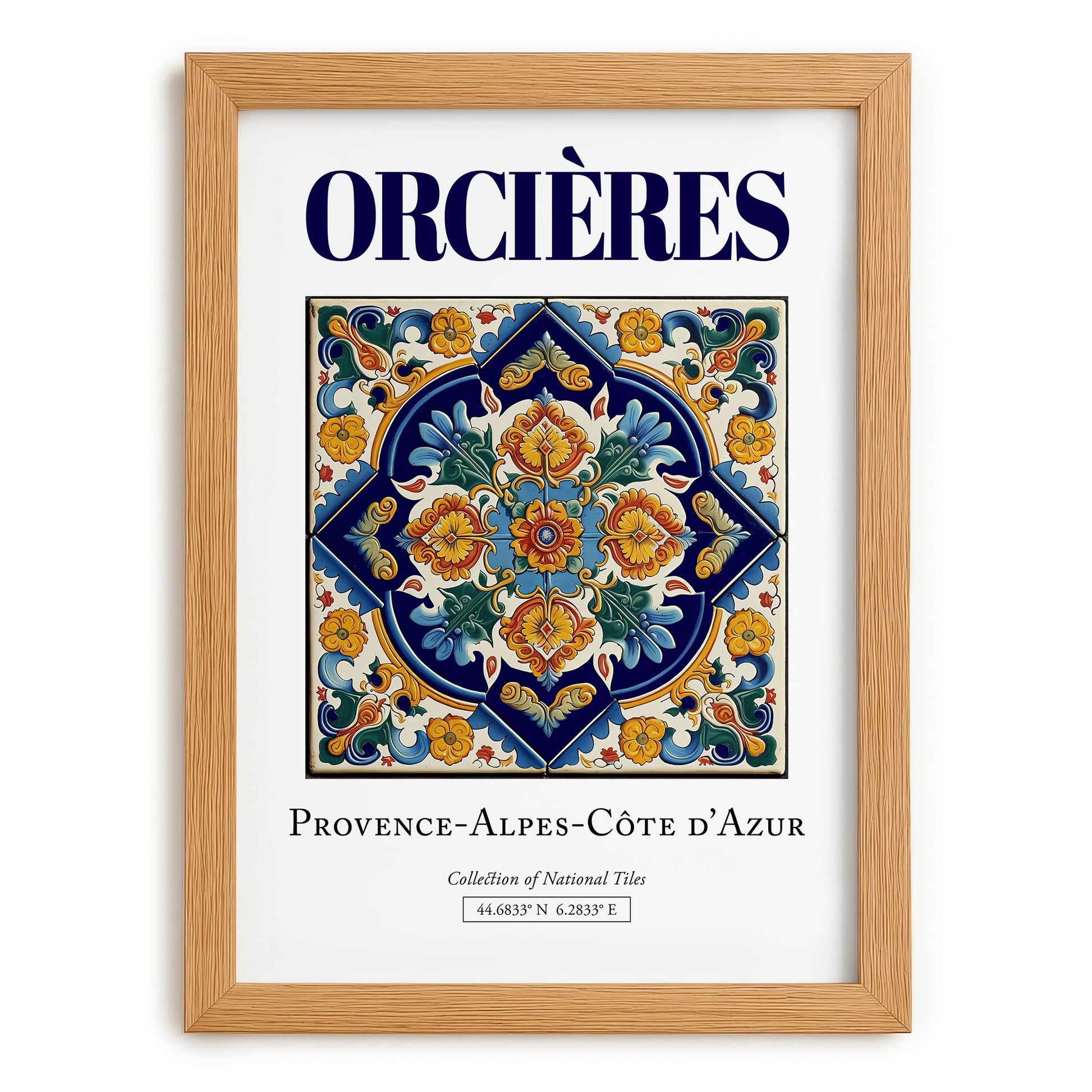 Orcières, France – Retro Travel Poster, set in oak frame