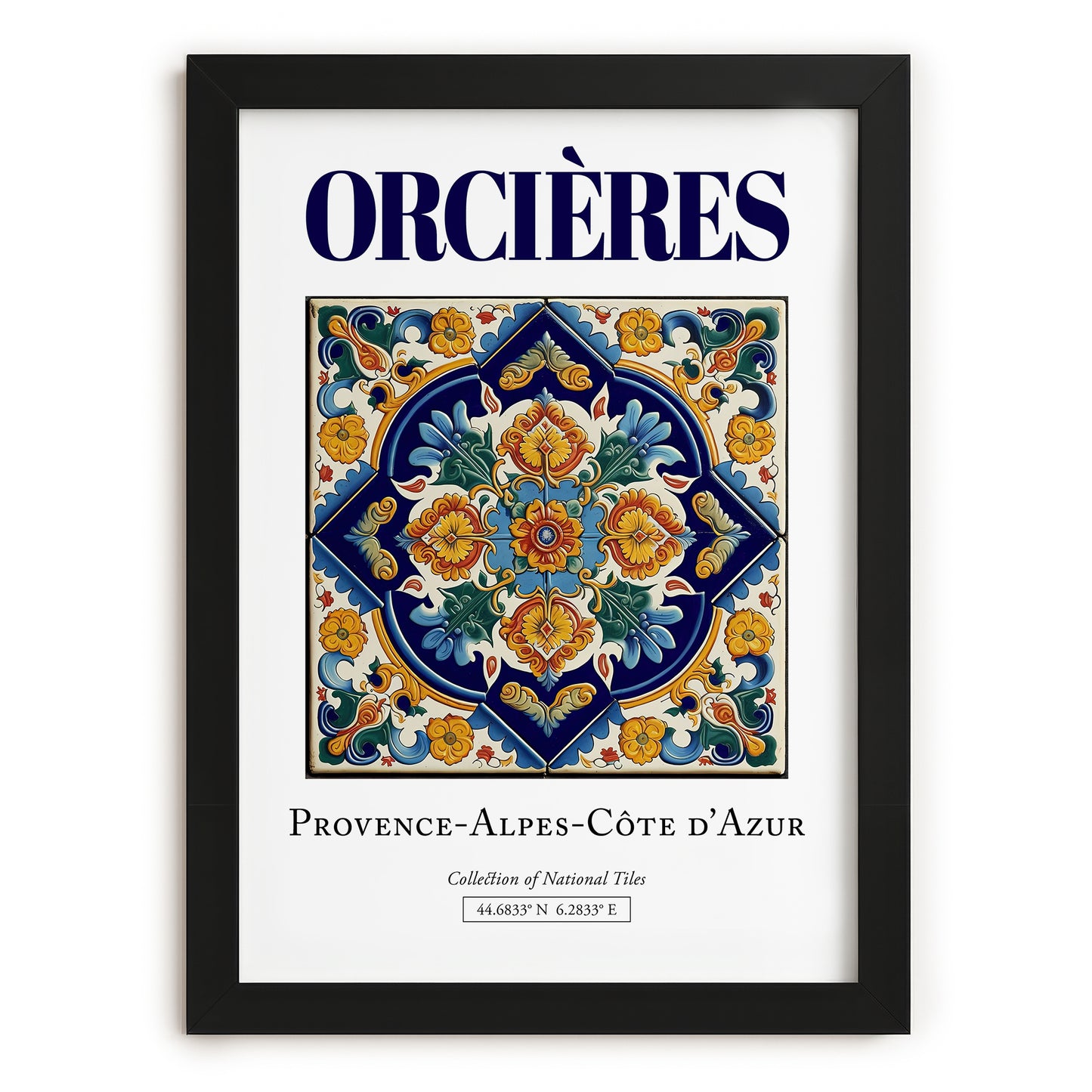 Orcières, France – Retro Travel Poster, in sleek black frame