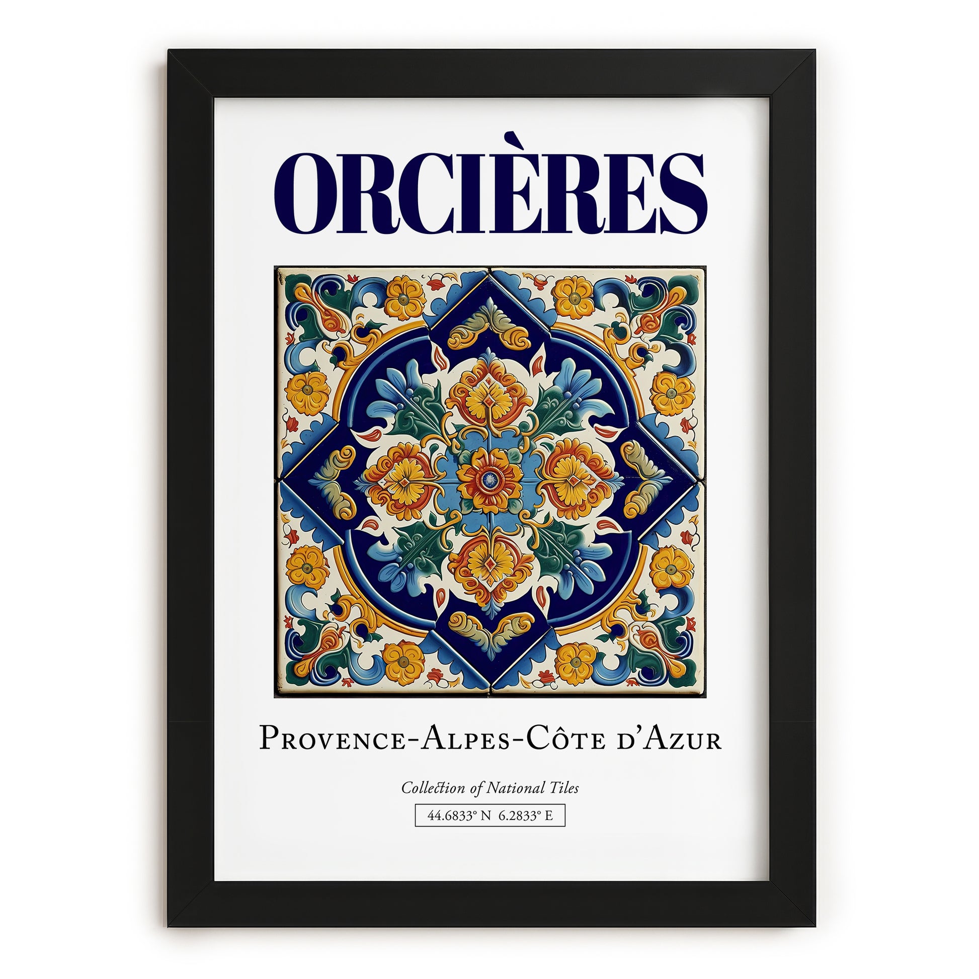 Orcières, France – Retro Travel Poster, in sleek black frame