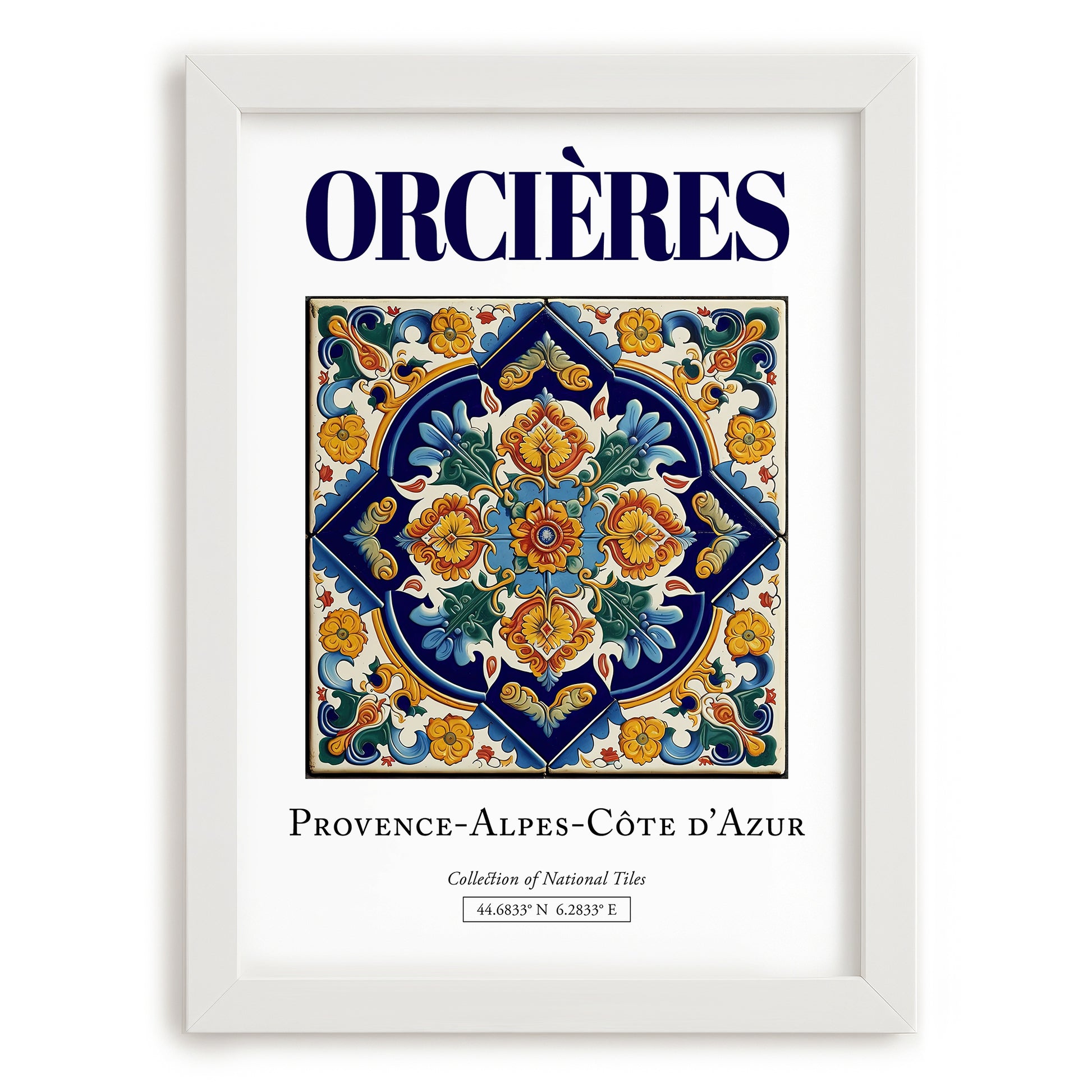 Orcières, France – Retro Travel Poster, placed in minimal white frame