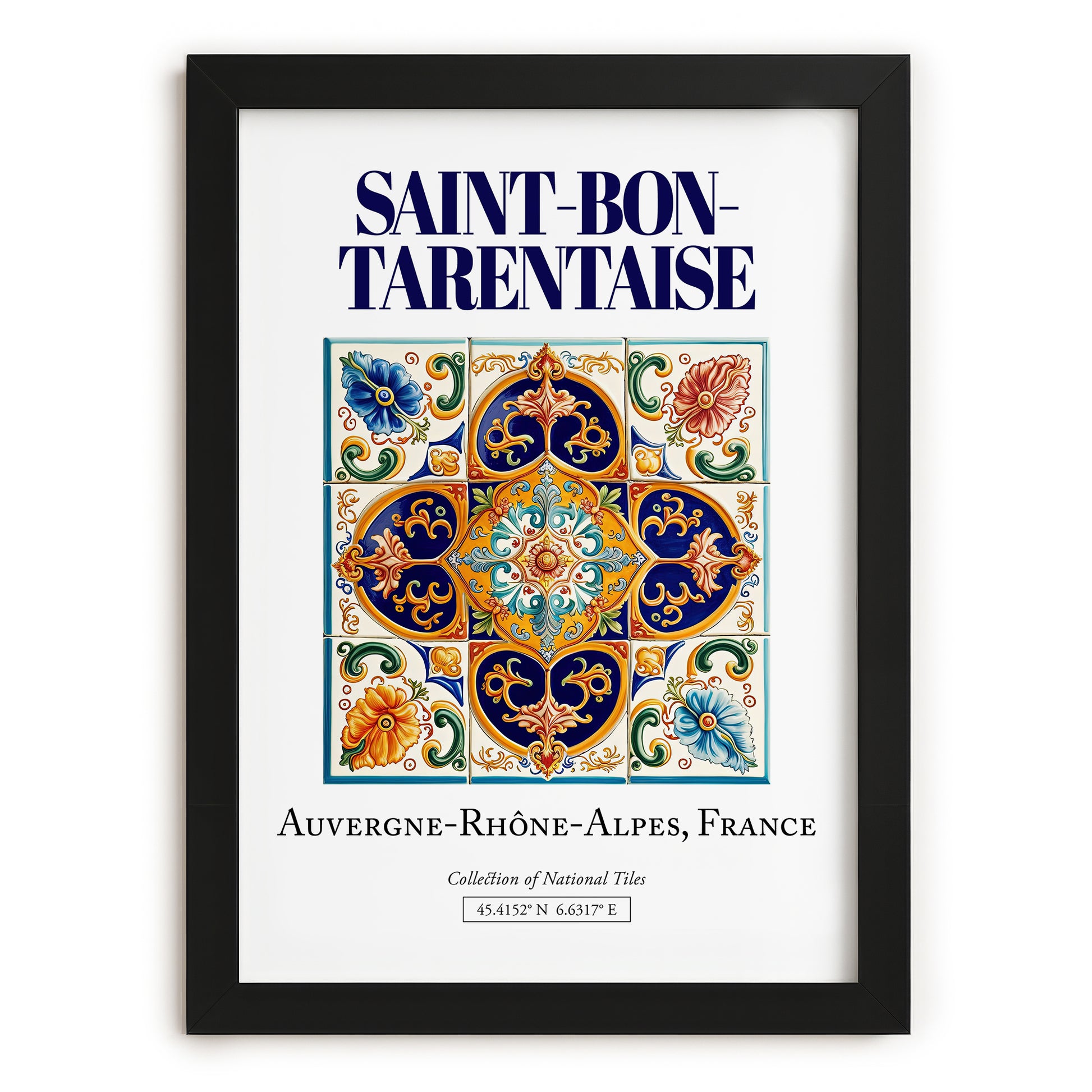 Saint-Bon-Tarentaise, France – Global Cities Wall Print, in sleek black frame
