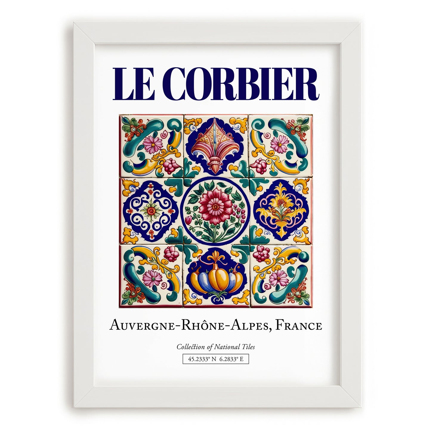 Le Corbier, France – Travel Poster, placed in minimal white frame