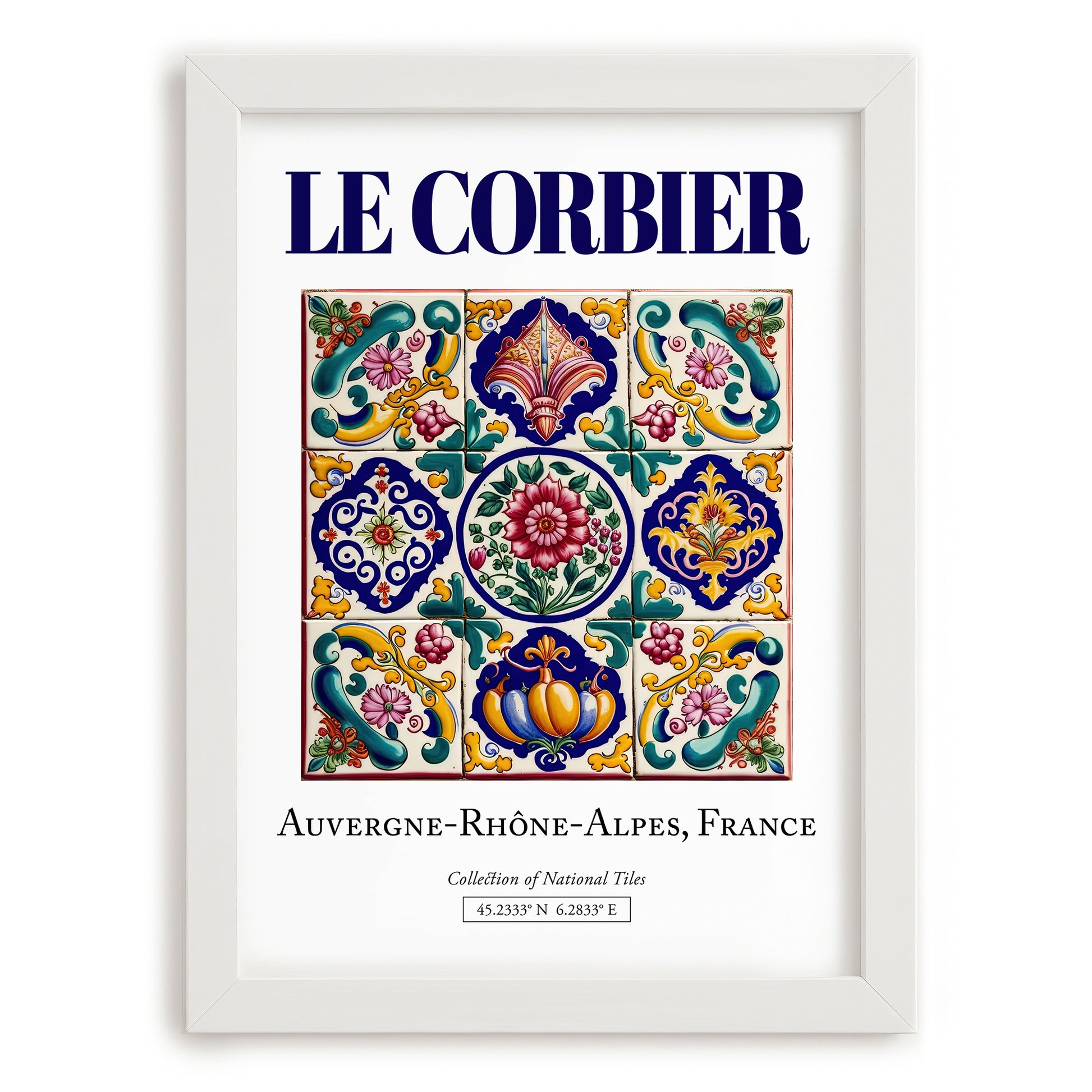 Le Corbier, France – Travel Poster, placed in minimal white frame