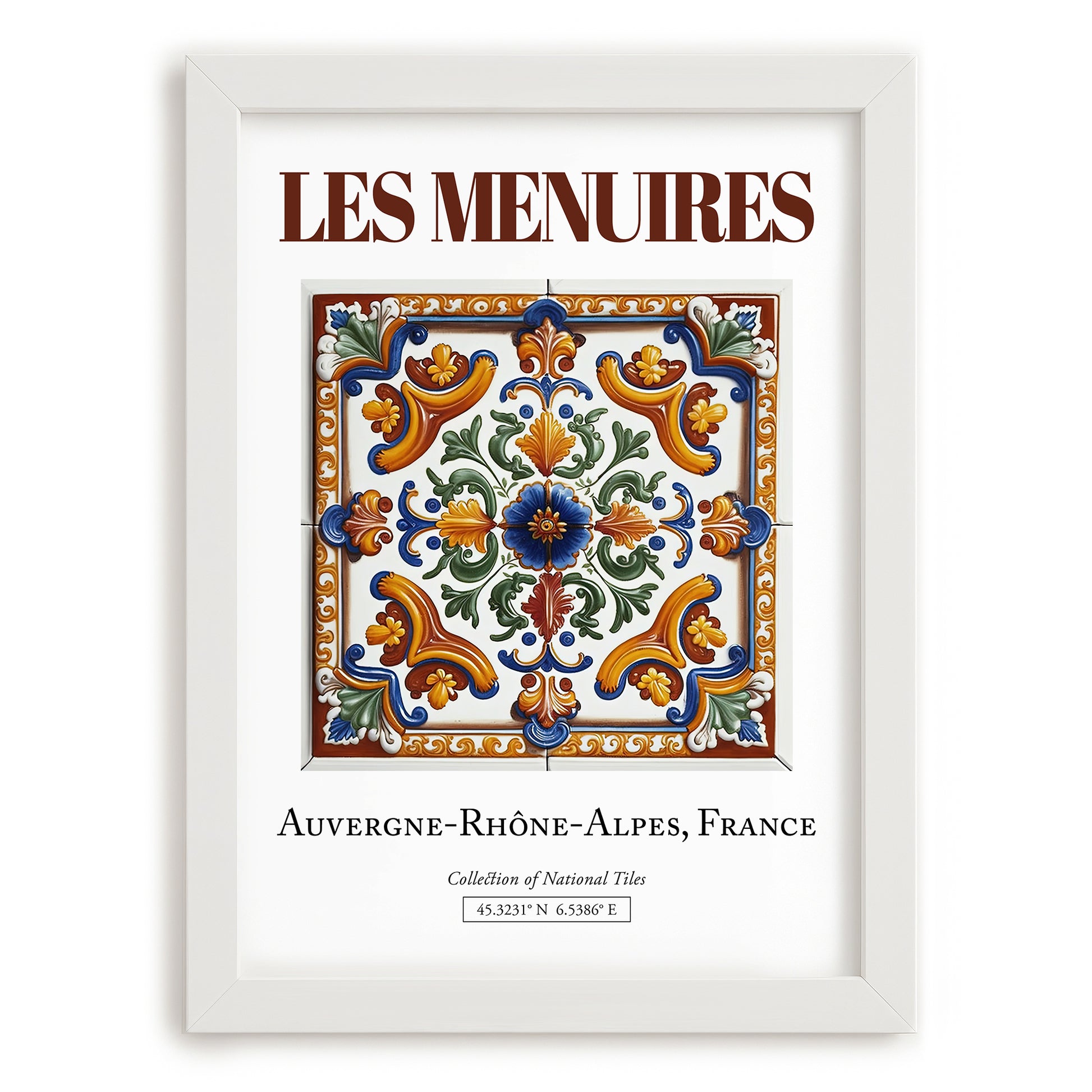 Les Menuires, France – Travel Print, placed in minimal white frame