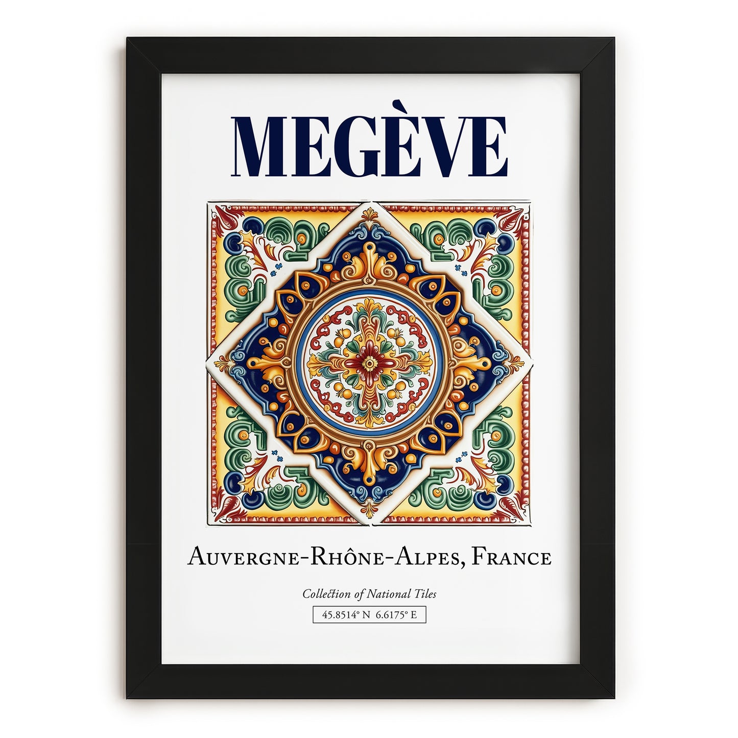 Megève, France – Minimalist Travel Print, in sleek black frame