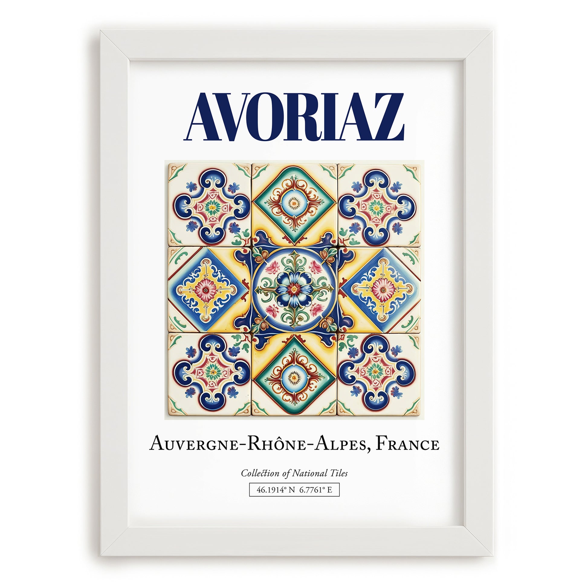 Avoriaz, France – Travel Print, placed in minimal white frame