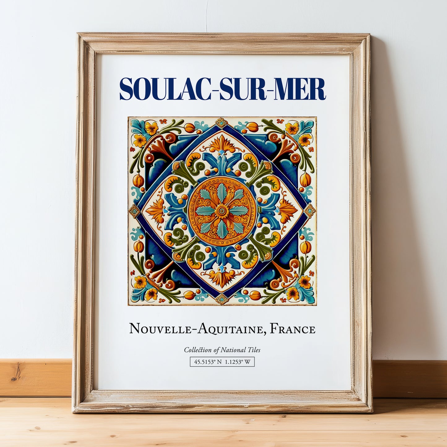 Soulac-sur-Mer, France – Travel Wall Decor, in wooden frame leaning on the floor