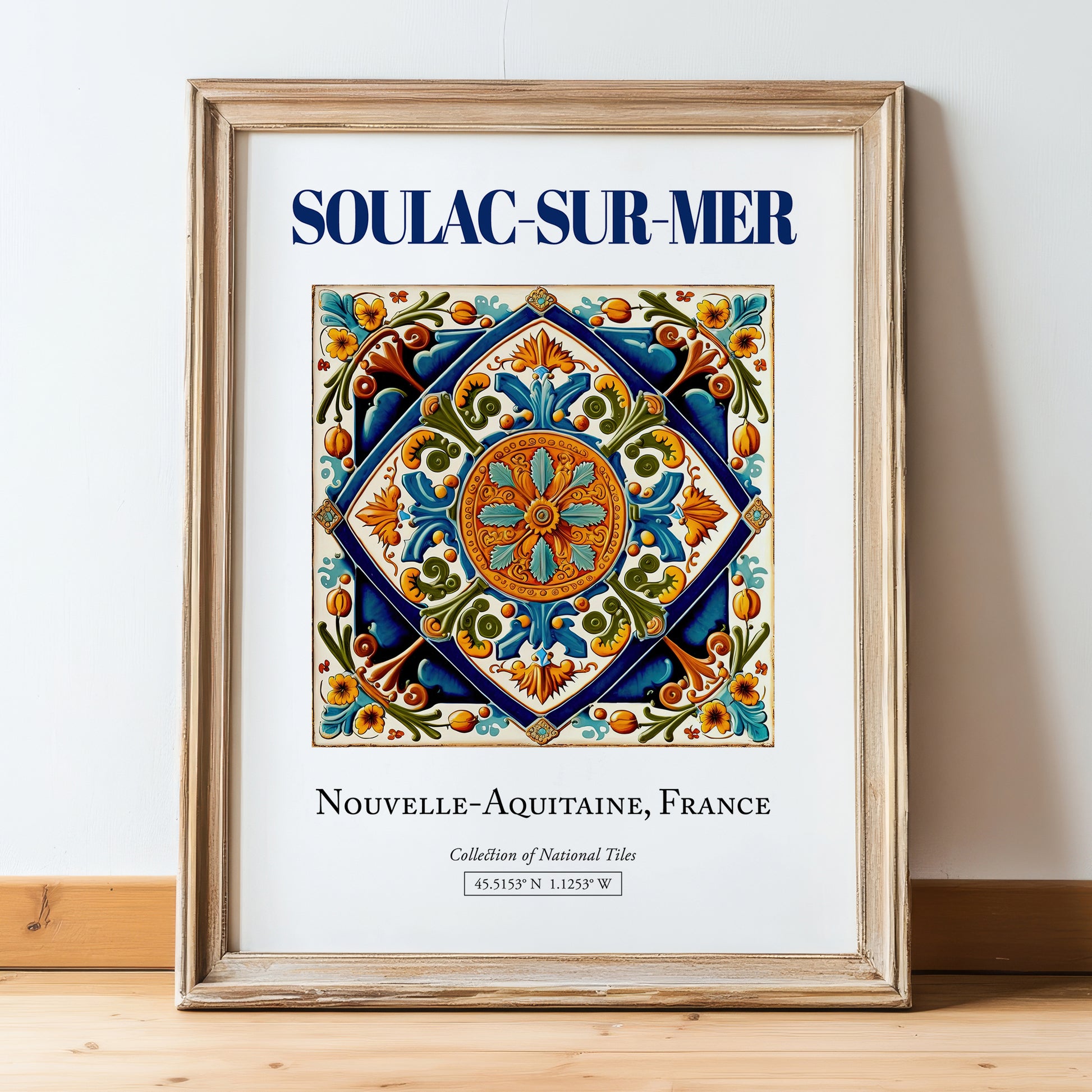 Soulac-sur-Mer, France – Travel Wall Decor, in wooden frame leaning on the floor