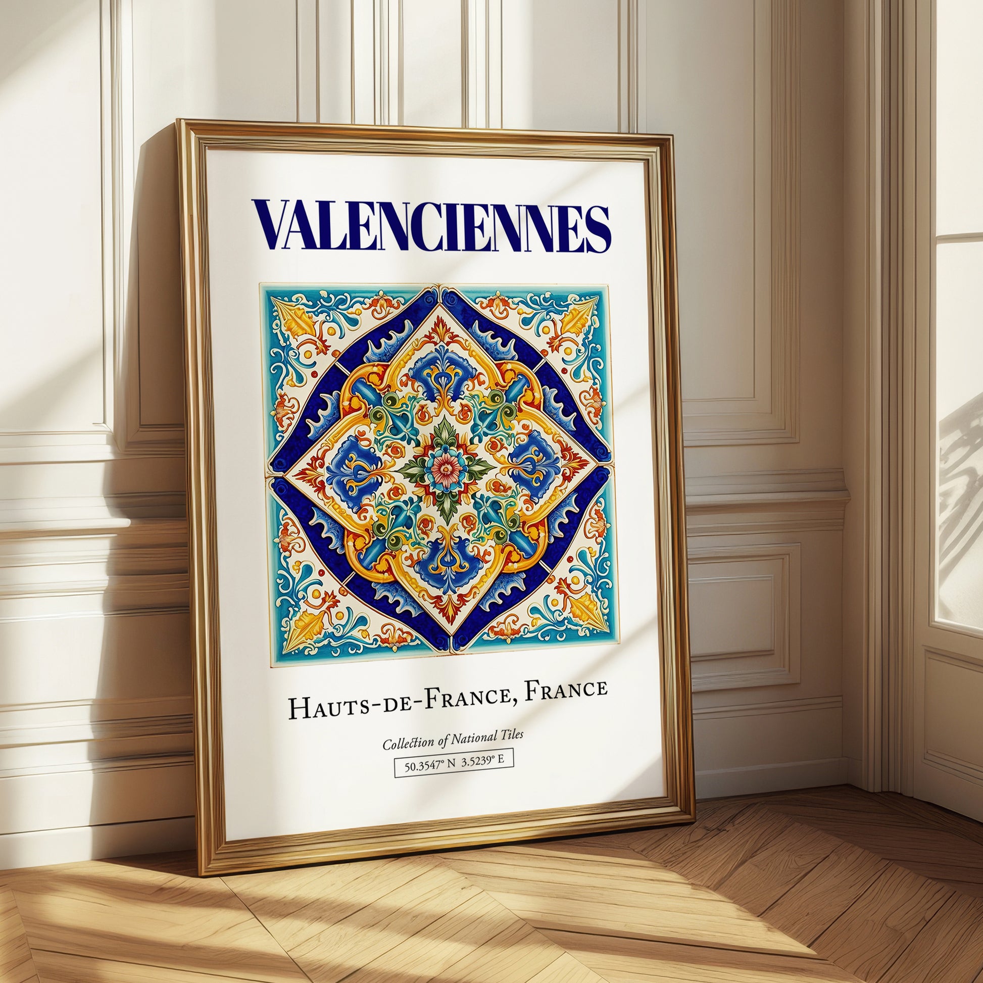 Valenciennes, France – World Heritage Travel Poster, styled in a charming Paris street view