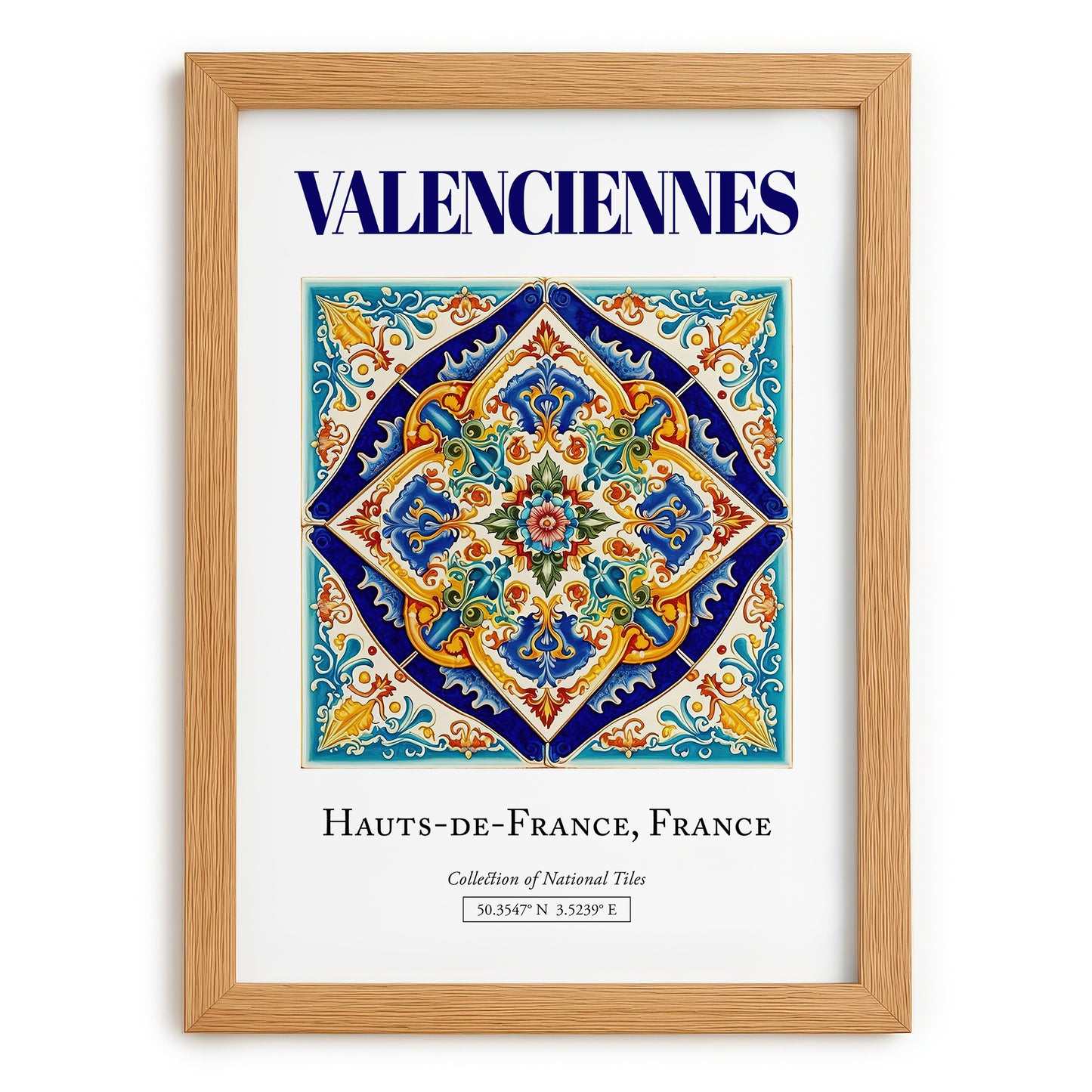 Valenciennes, France – World Heritage Travel Poster, set in oak frame