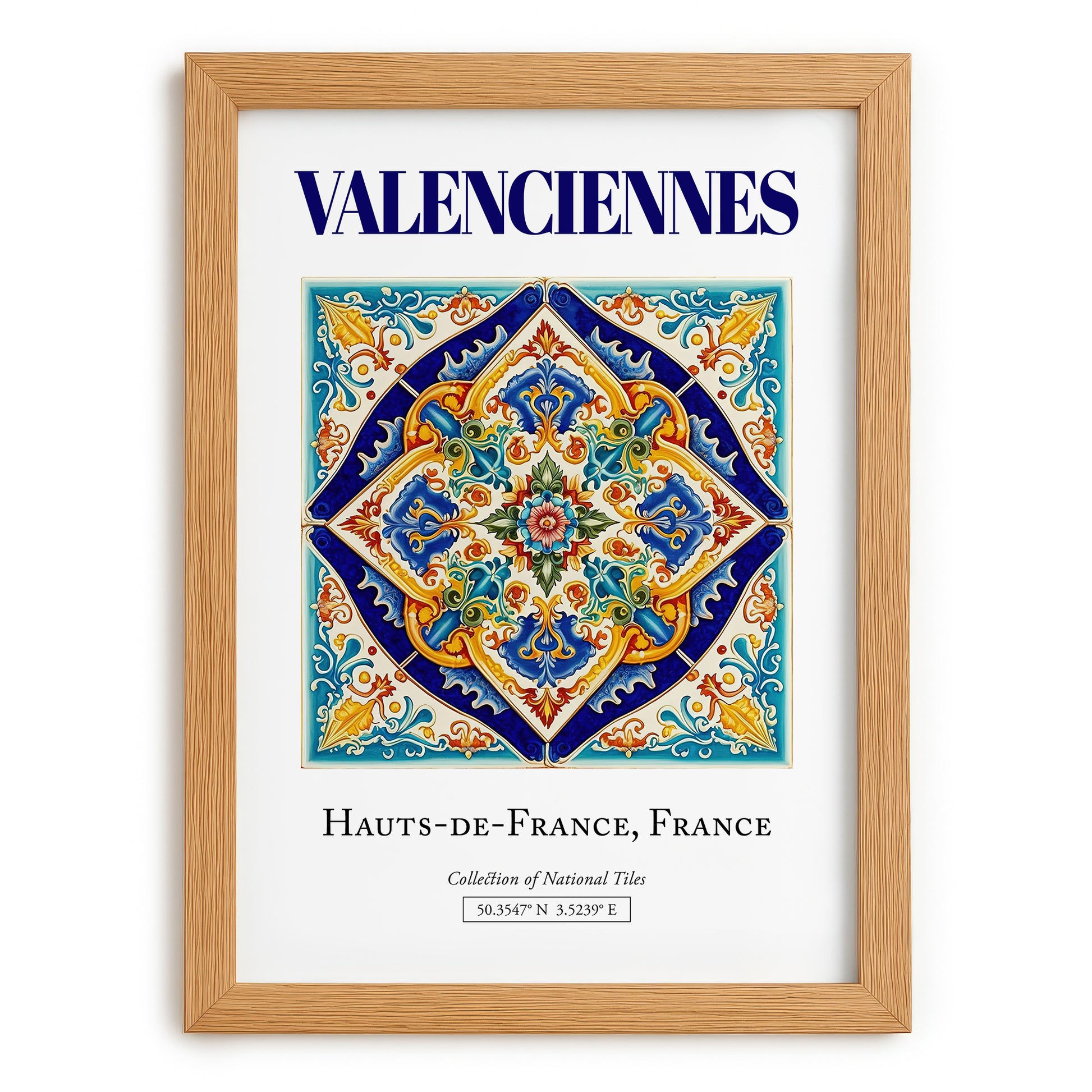 Valenciennes, France – World Heritage Travel Poster, set in oak frame